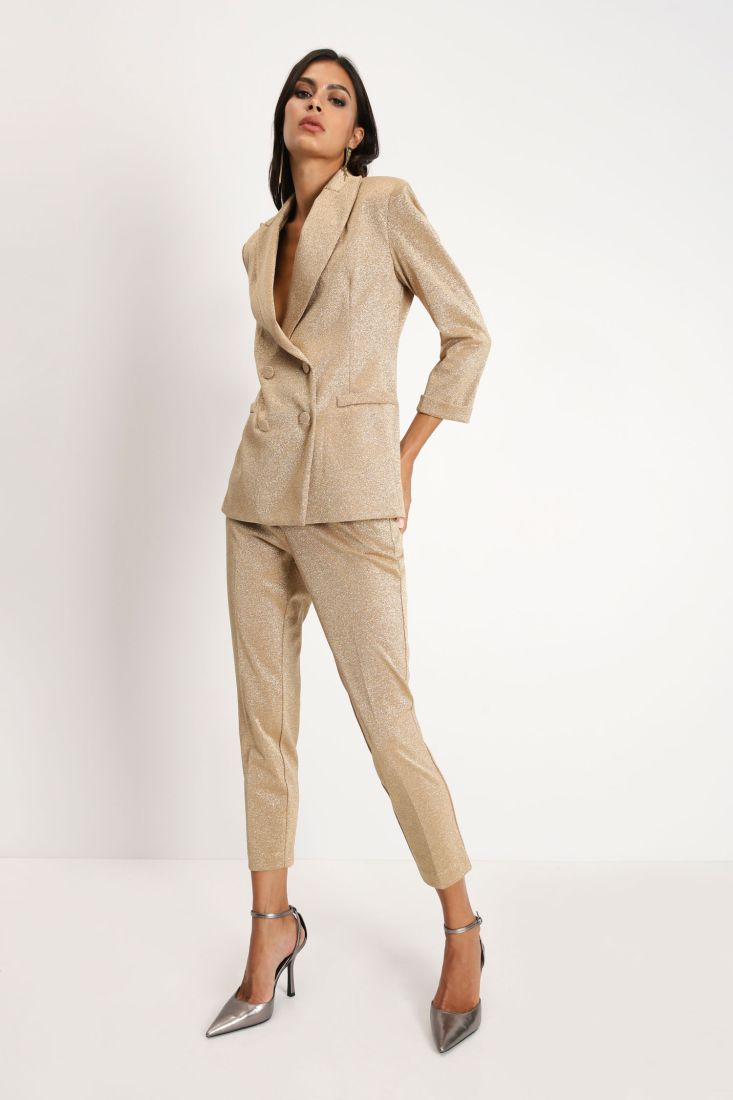 Pantaloni skinny cropped monocolour con piega stirata