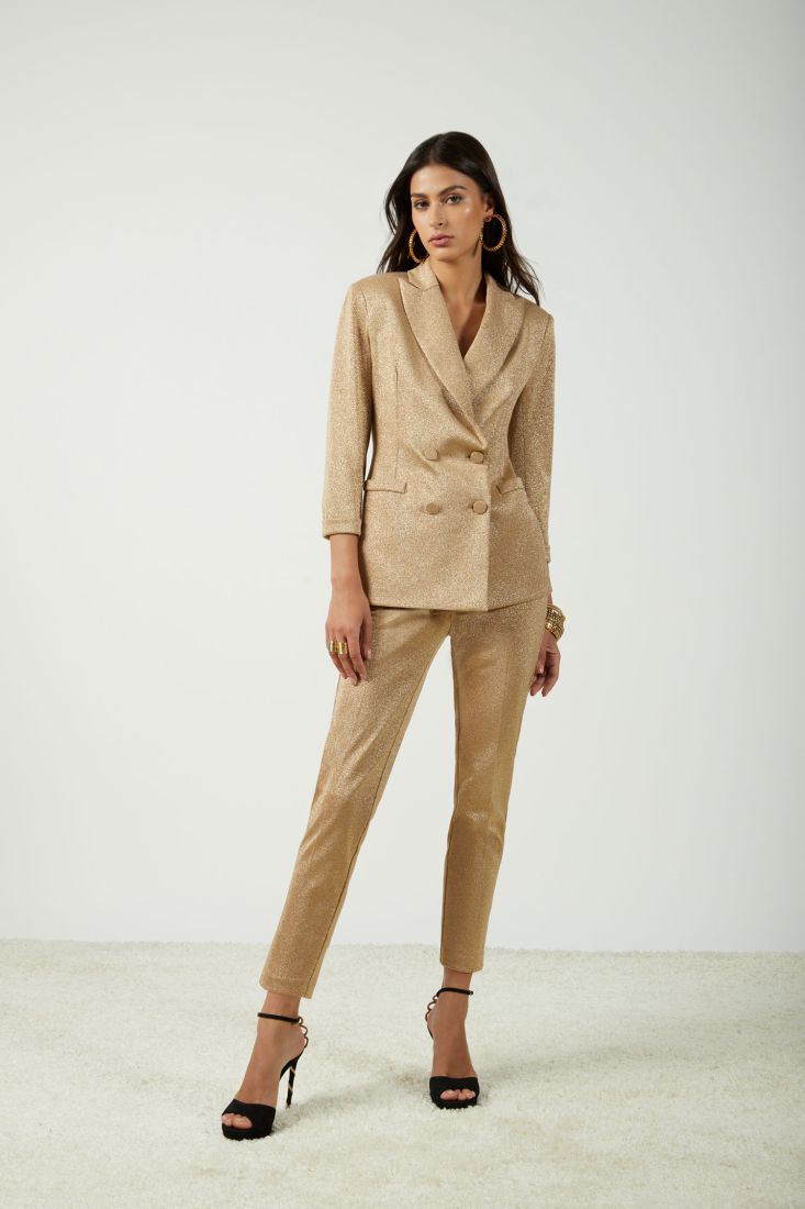 Pantaloni skinny cropped monocolour con piega stirata