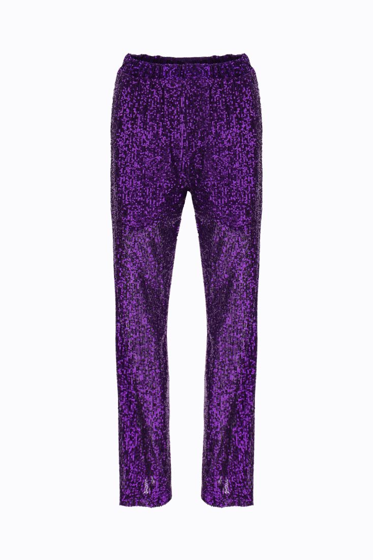 Pantaloni slim-fit in paillettes con vita elasticizzata