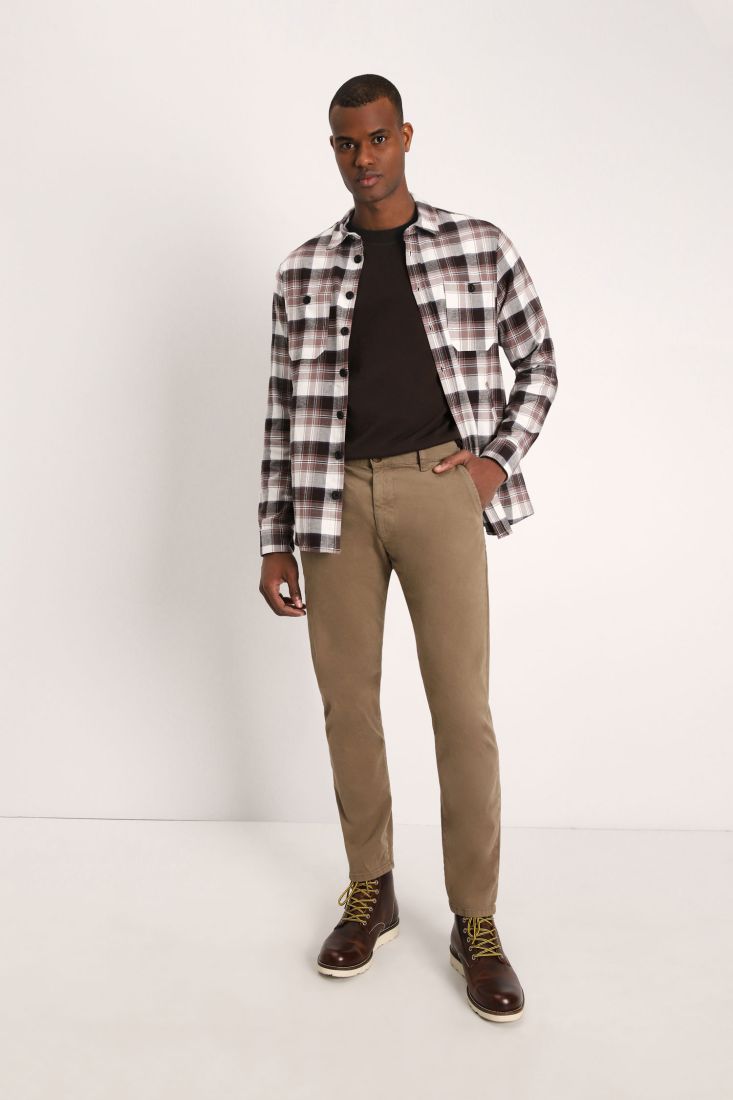 Pantaloni slim-fit monocolour con tasche americane