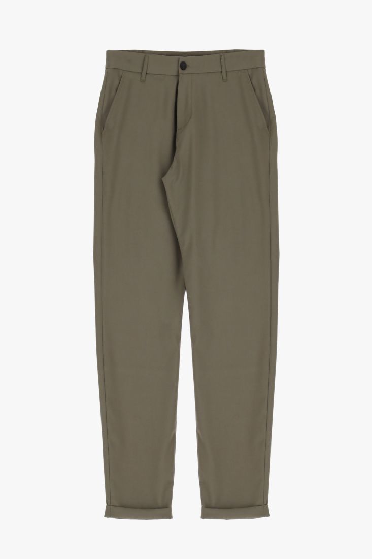 Pantaloni straight monocolour con orli risvoltati