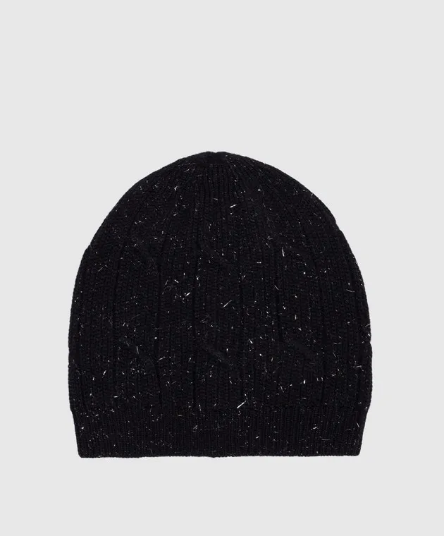 Peserico Cappello nero in lana, seta e cashmere con lurex S36185F0709095