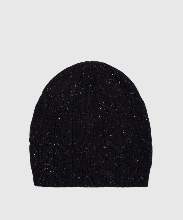 Peserico Cappello nero in lana, seta e cashmere con lurex S36185F0709095
