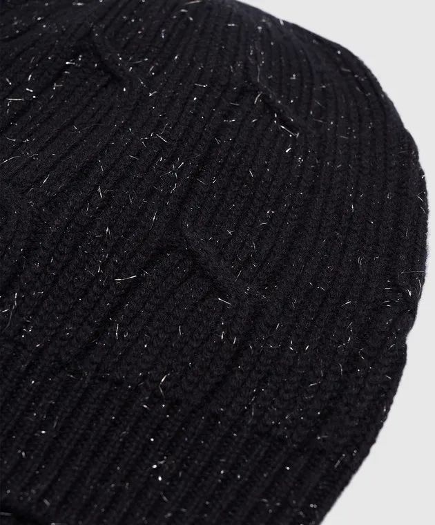 Peserico Cappello nero in lana, seta e cashmere con lurex S36185F0709095