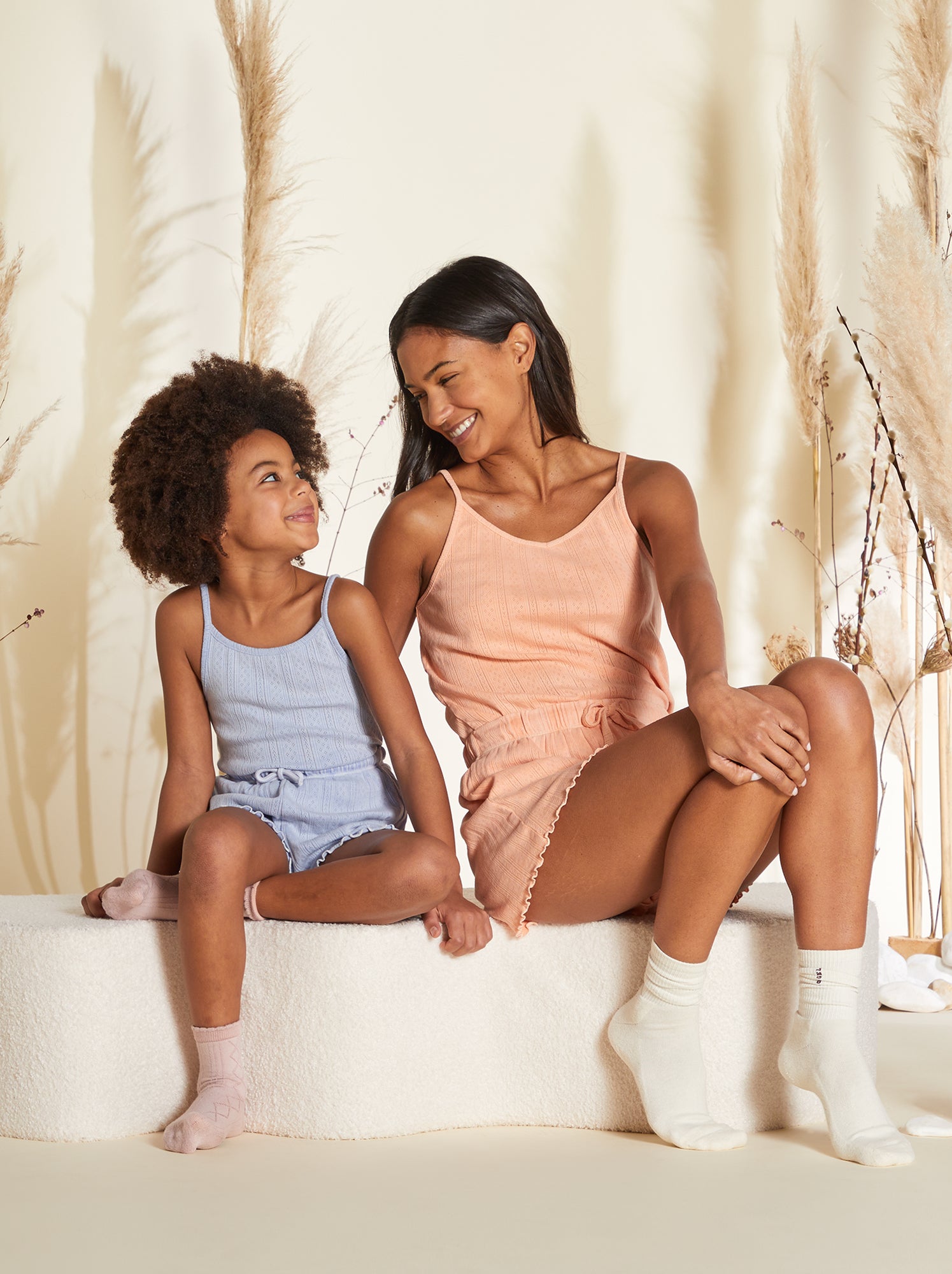Pigiama corto in pointelle - shorts + canotta - 2 pezzi - ROSA