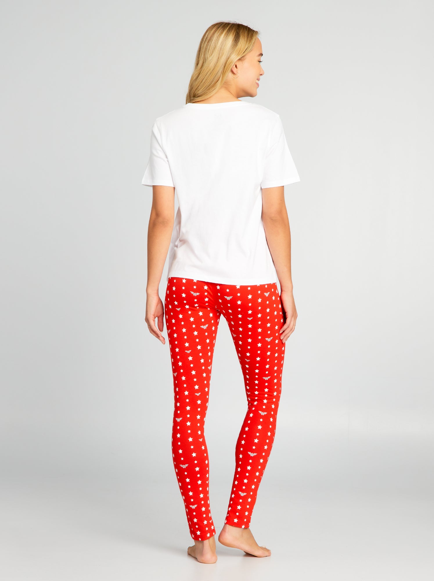 Pigiama lungo stampato 'Wonder Woman' - 2 pezzi - ROSSO