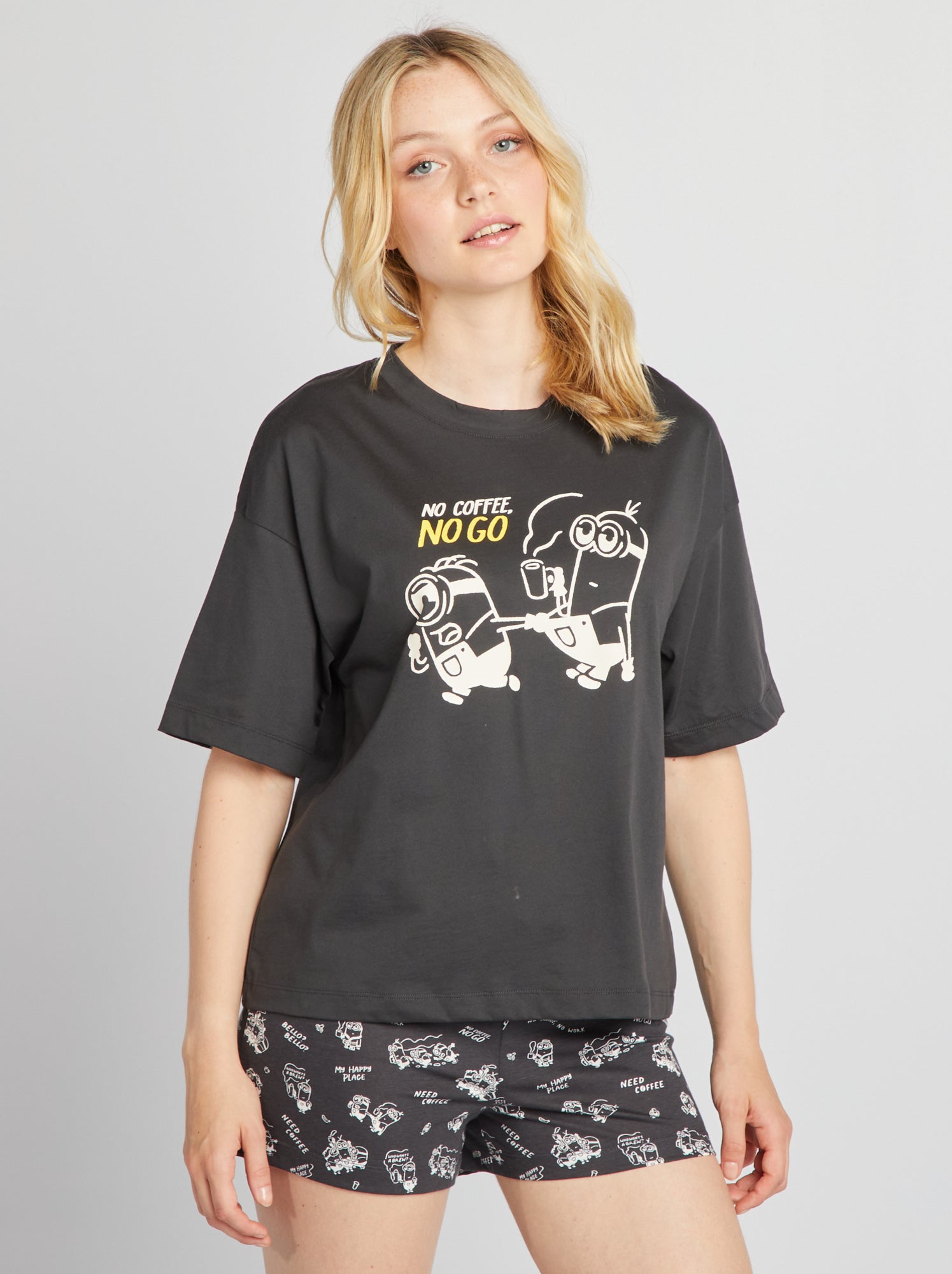 Pigiama t-shirt + shorts 'Minions' - NERO
