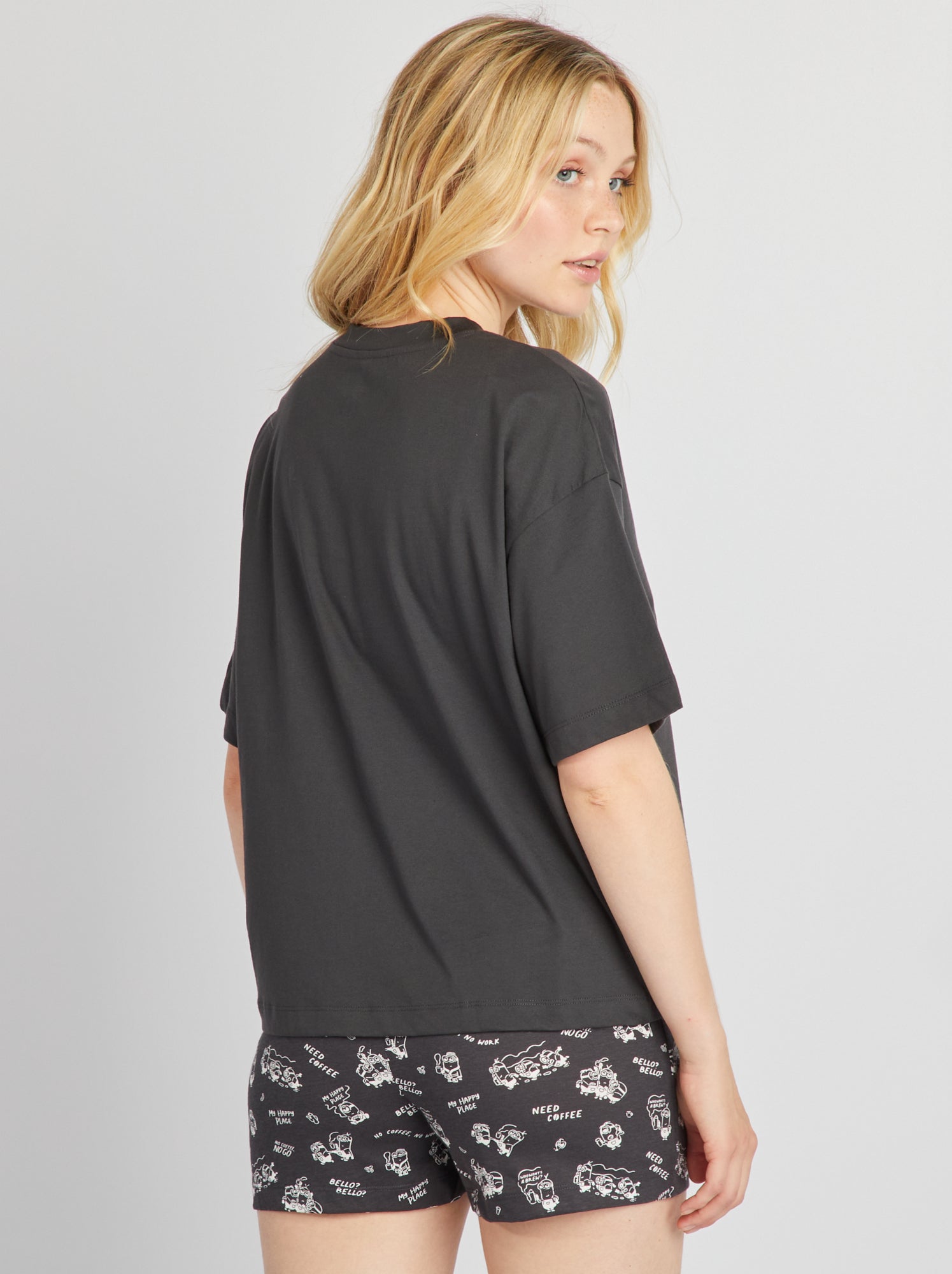 Pigiama t-shirt + shorts 'Minions' - NERO