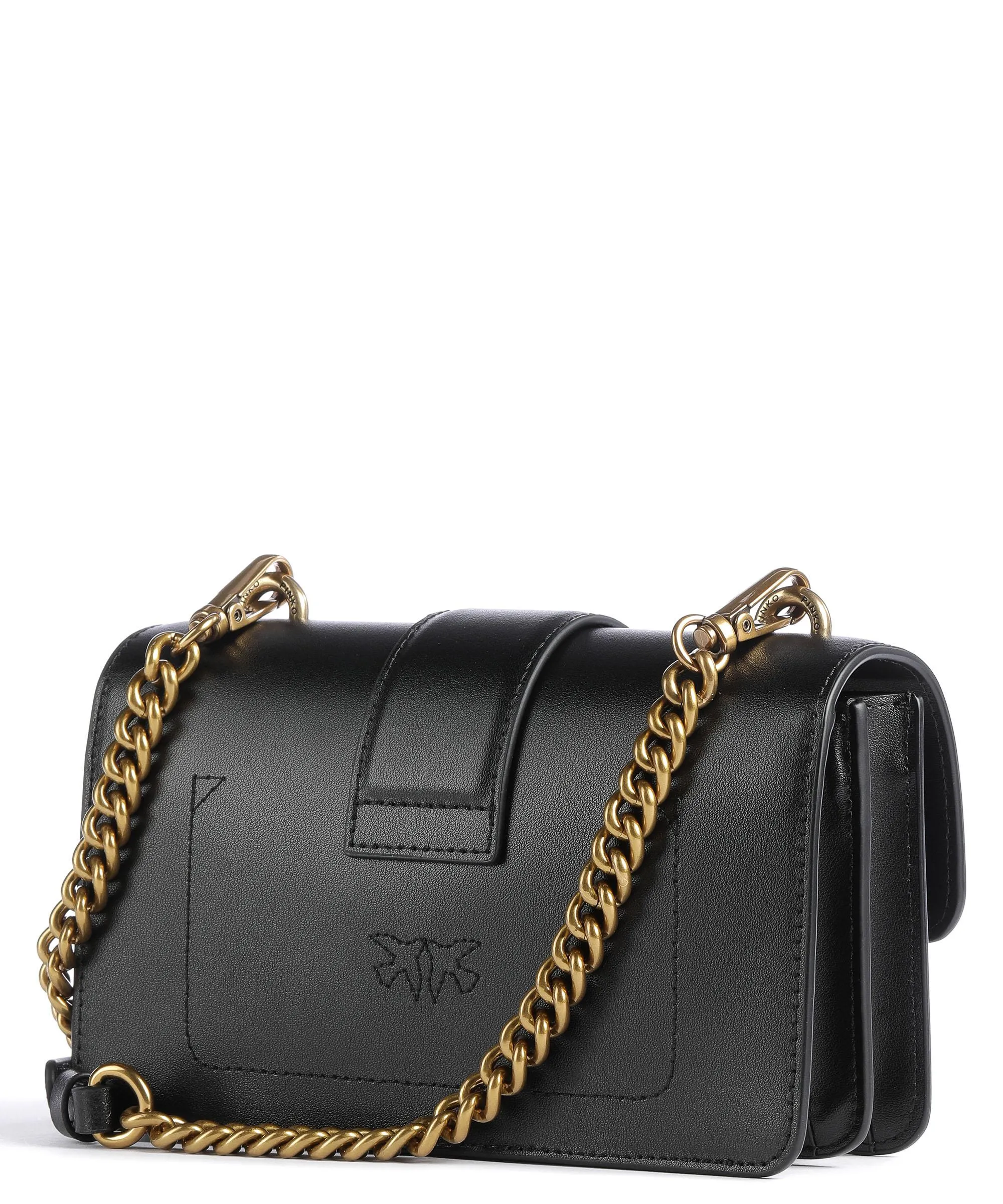  Pinko Love One Mini Borsa a tracolla pelle di vacchetta finemente grana nero  