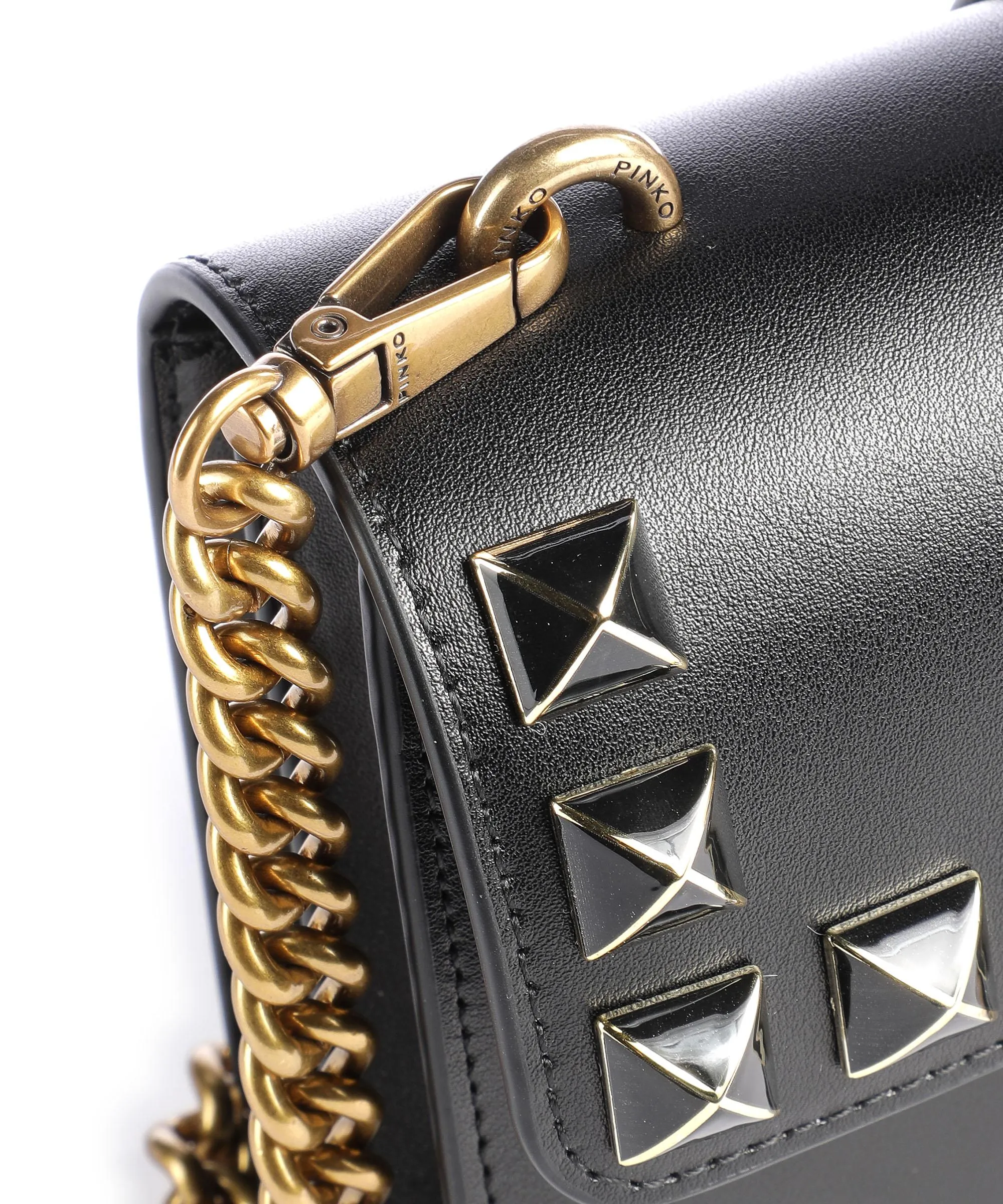  Pinko Love One Mini Borsa a tracolla pelle di vacchetta finemente grana nero  