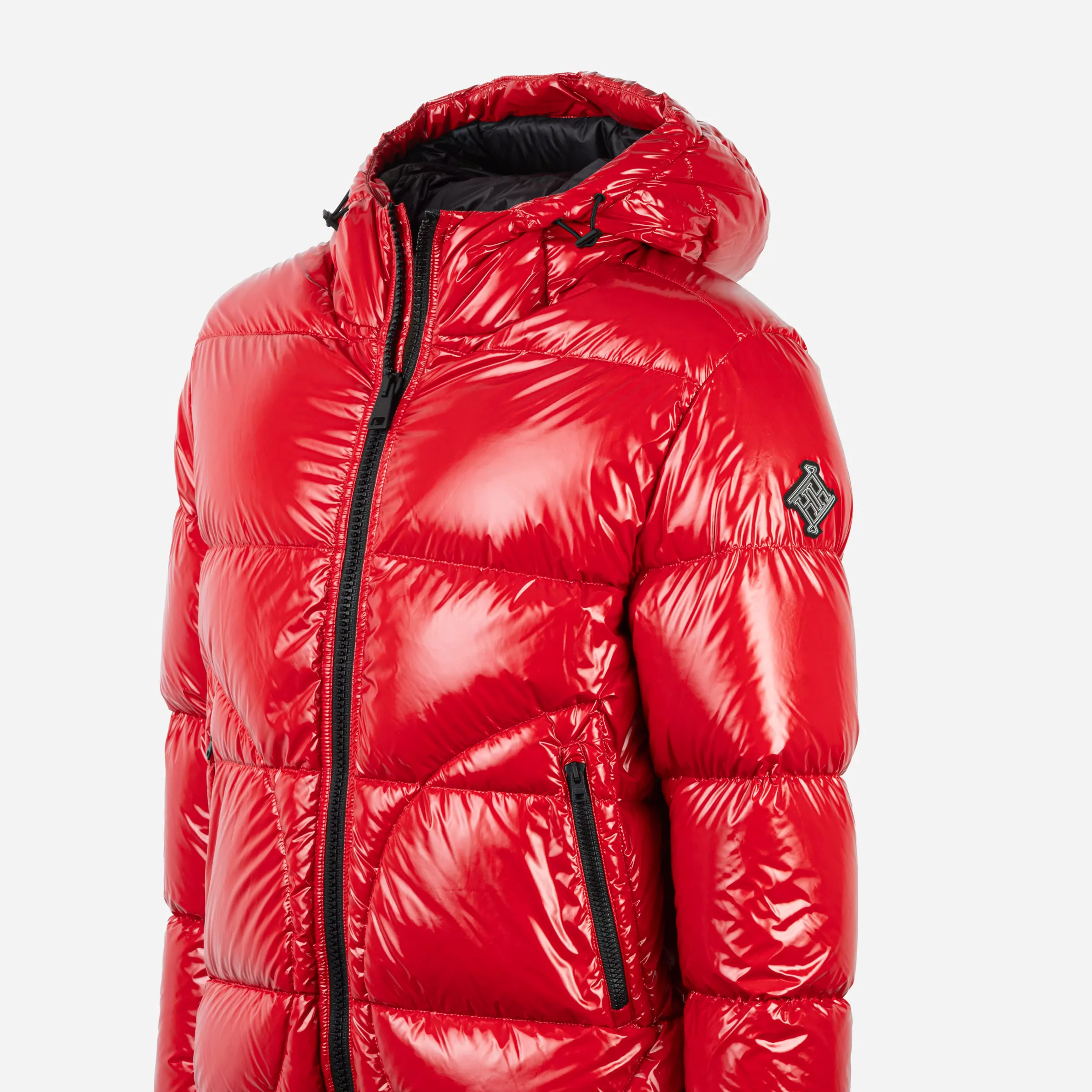 Piumino con cappuccio nylon gloss