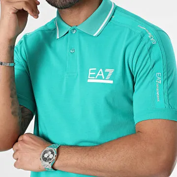 Polo a maniche corte con strisce 3DPF20-PJ03Z Turchese