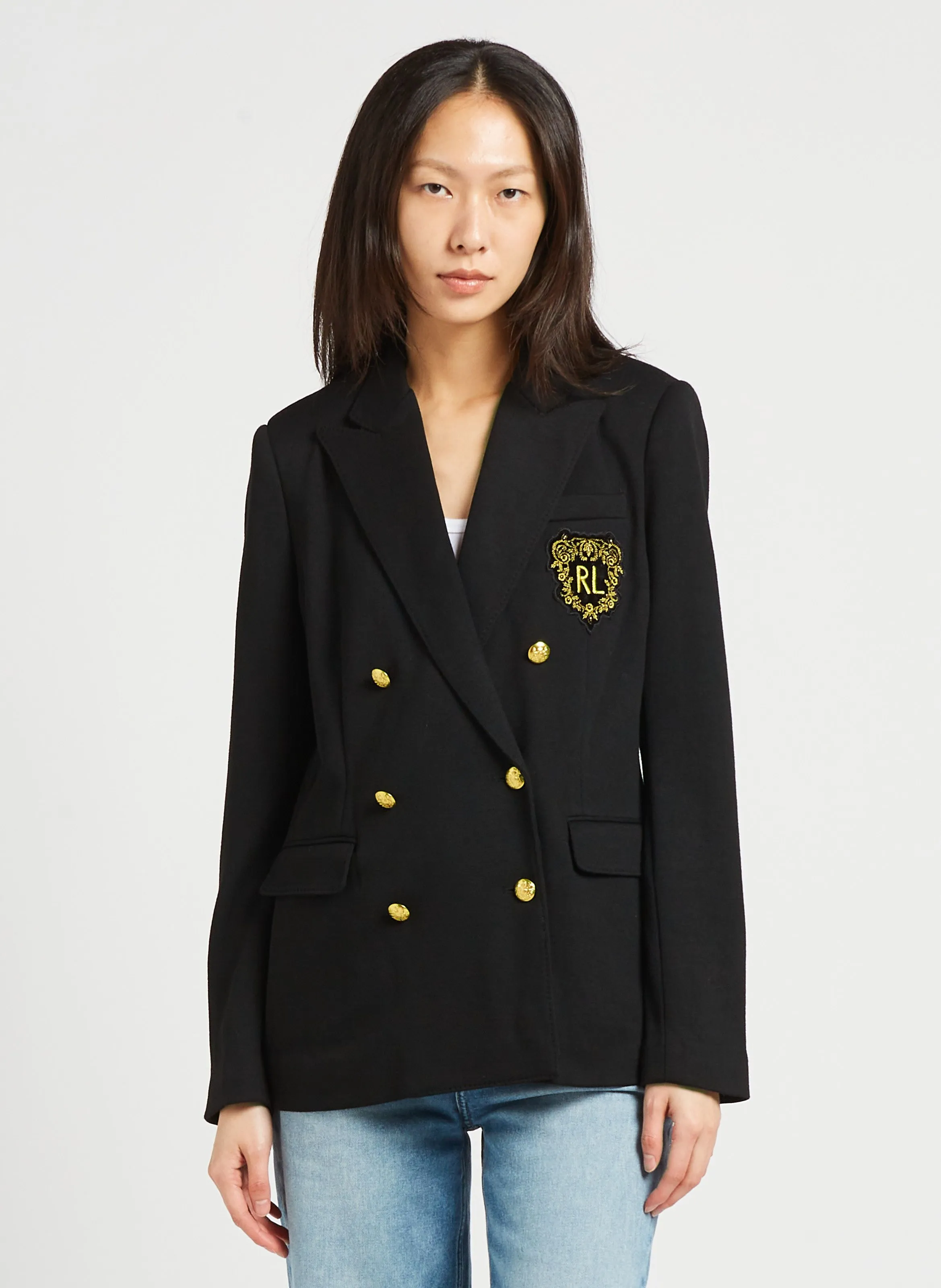  POLO RALPH LAUREN   Giacca con revers sciancrata | Nero