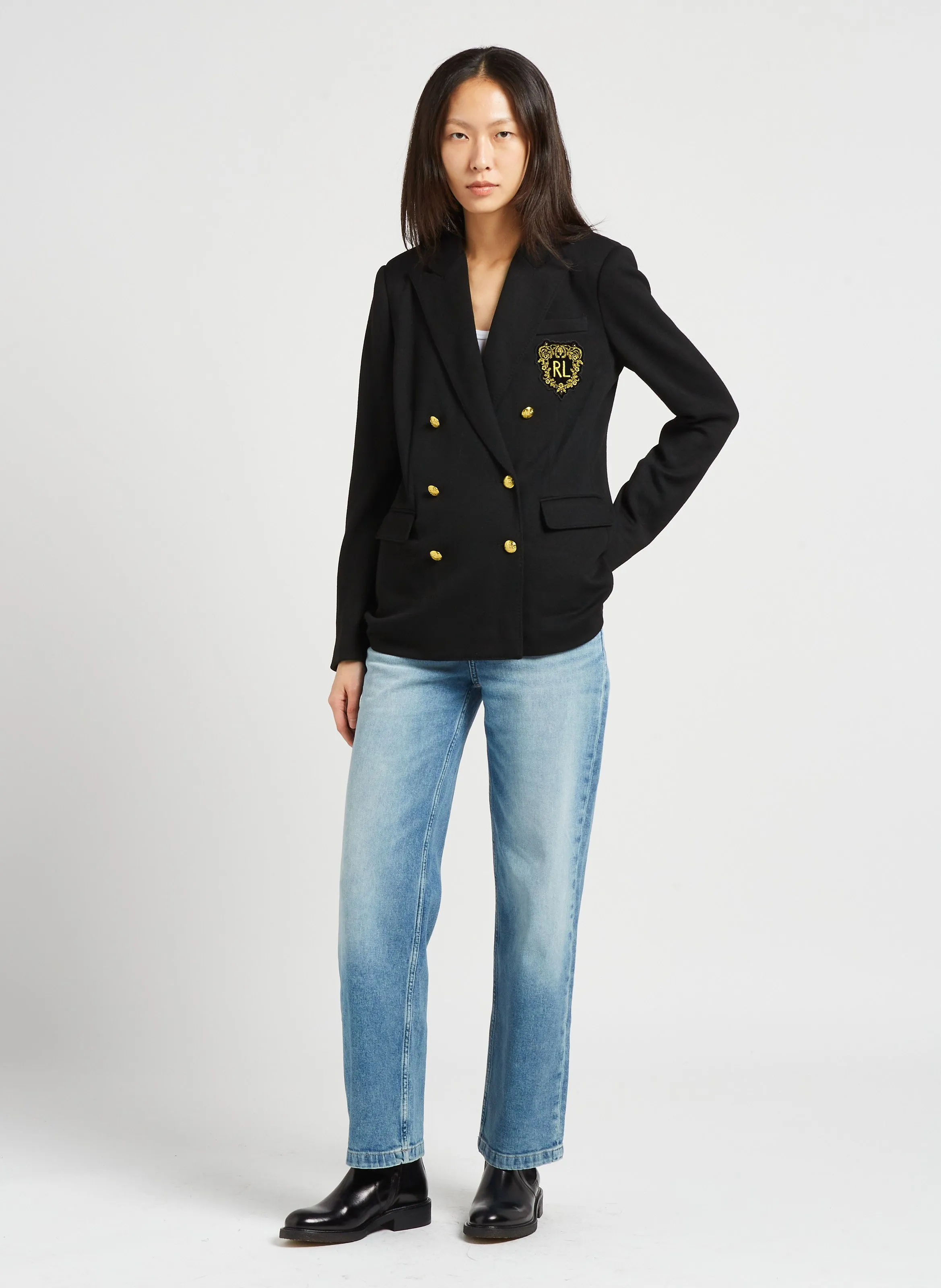  POLO RALPH LAUREN   Giacca con revers sciancrata | Nero
