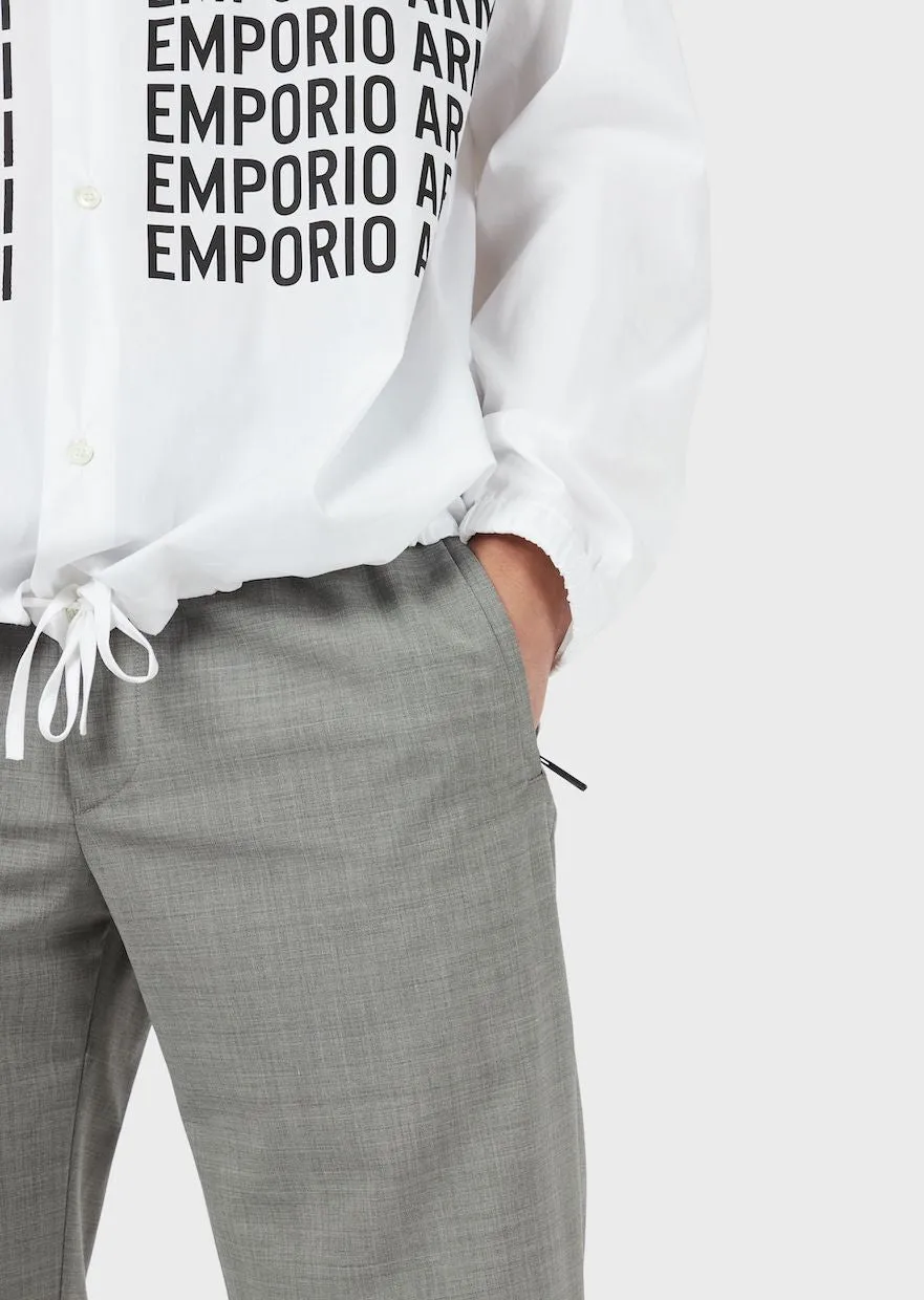Poplin blouse with logo print and hood / White