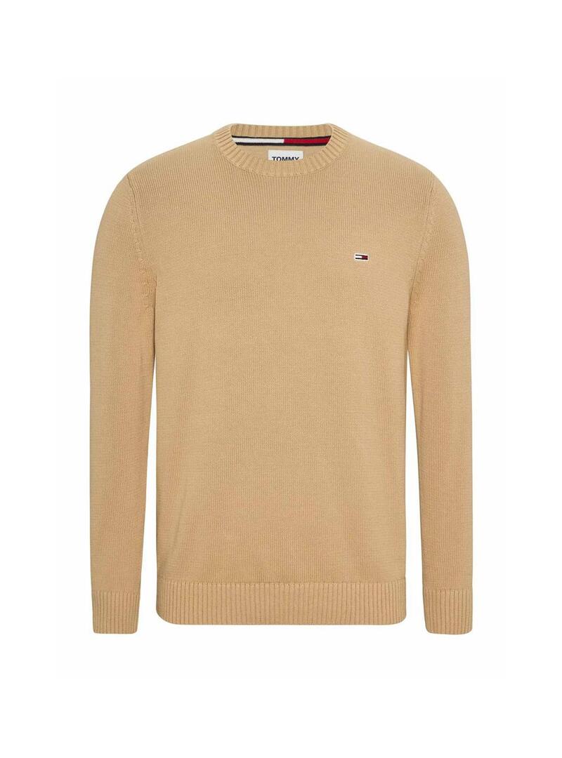 Pullover Tommy Jeans Essential Crew Beige Uomo