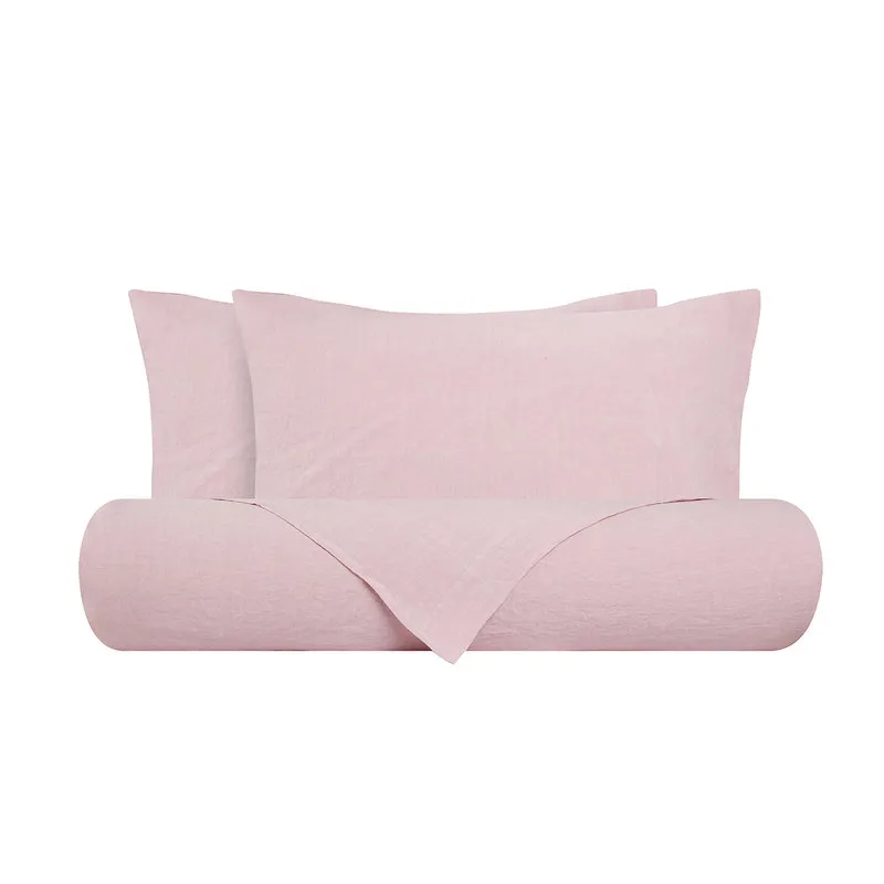 Puro lino biancheria Parure Letto Puro Lino Stonewash Rosa Perla