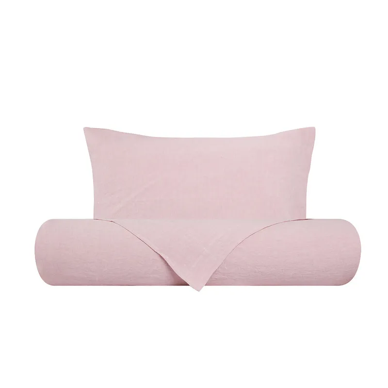 Puro lino biancheria Parure Letto Puro Lino Stonewash Rosa Perla