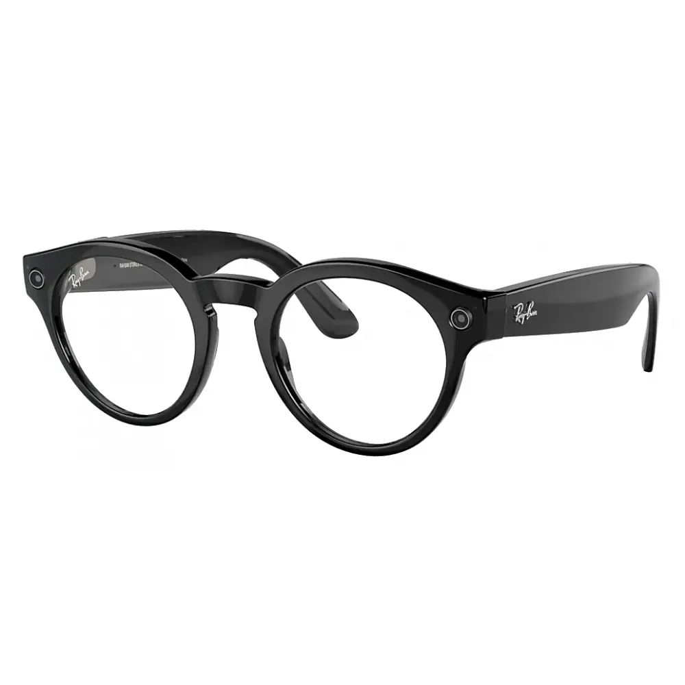Ray-Ban - RW4003 601/M3 48-23 - Ray-Ban Stories Round - Nero Lucido - Lente Grigio - Occhiali da Sole - Ray-Ban Eyewear