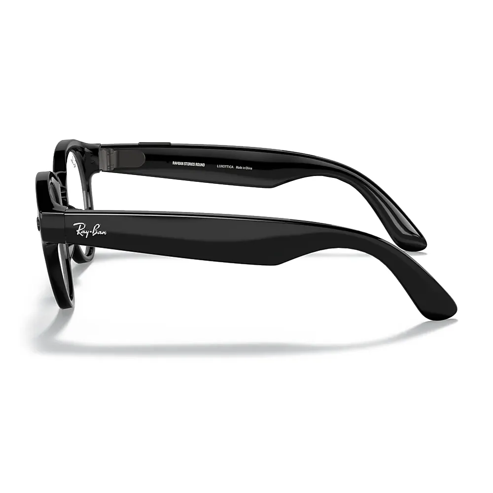 Ray-Ban - RW4003 601/M3 48-23 - Ray-Ban Stories Round - Nero Lucido - Lente Grigio - Occhiali da Sole - Ray-Ban Eyewear