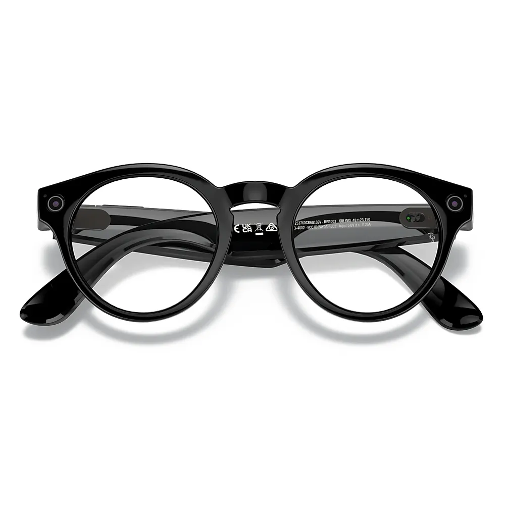 Ray-Ban - RW4003 601/M3 48-23 - Ray-Ban Stories Round - Nero Lucido - Lente Grigio - Occhiali da Sole - Ray-Ban Eyewear