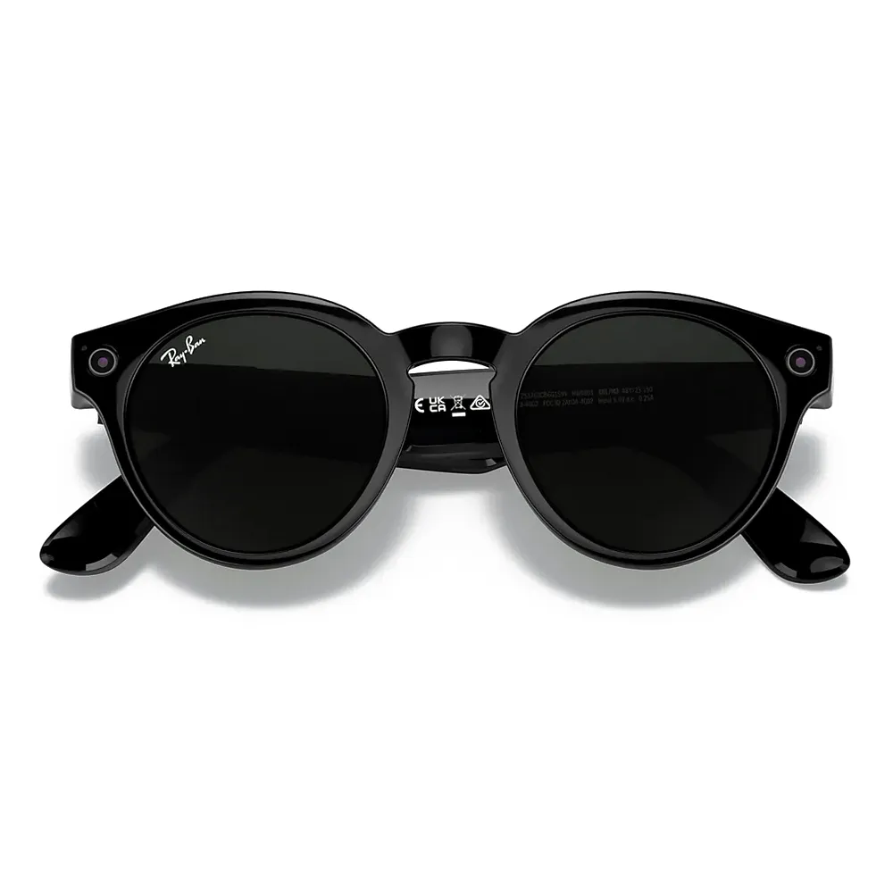 Ray-Ban - RW4003 601/M3 48-23 - Ray-Ban Stories Round - Nero Lucido - Lente Grigio - Occhiali da Sole - Ray-Ban Eyewear