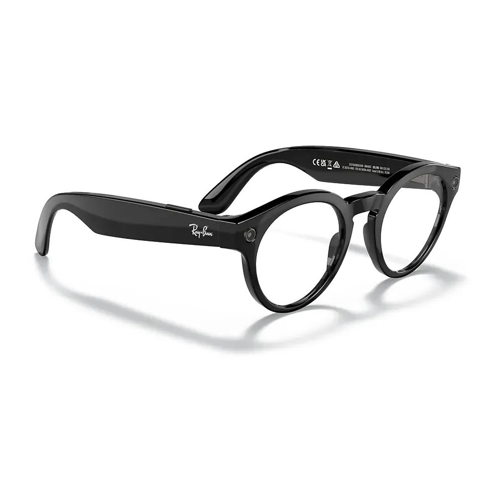 Ray-Ban - RW4003 601/M3 48-23 - Ray-Ban Stories Round - Nero Lucido - Lente Grigio - Occhiali da Sole - Ray-Ban Eyewear
