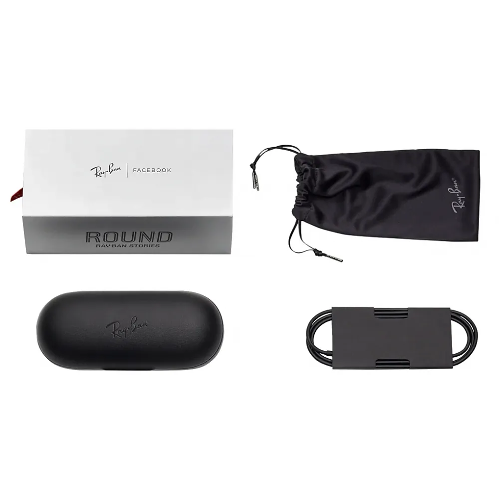 Ray-Ban - RW4003 601/M3 48-23 - Ray-Ban Stories Round - Nero Lucido - Lente Grigio - Occhiali da Sole - Ray-Ban Eyewear
