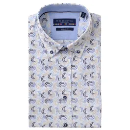 R.B. Boston camicia a maniche corte regular fit in 100% cotone con stampa Beige