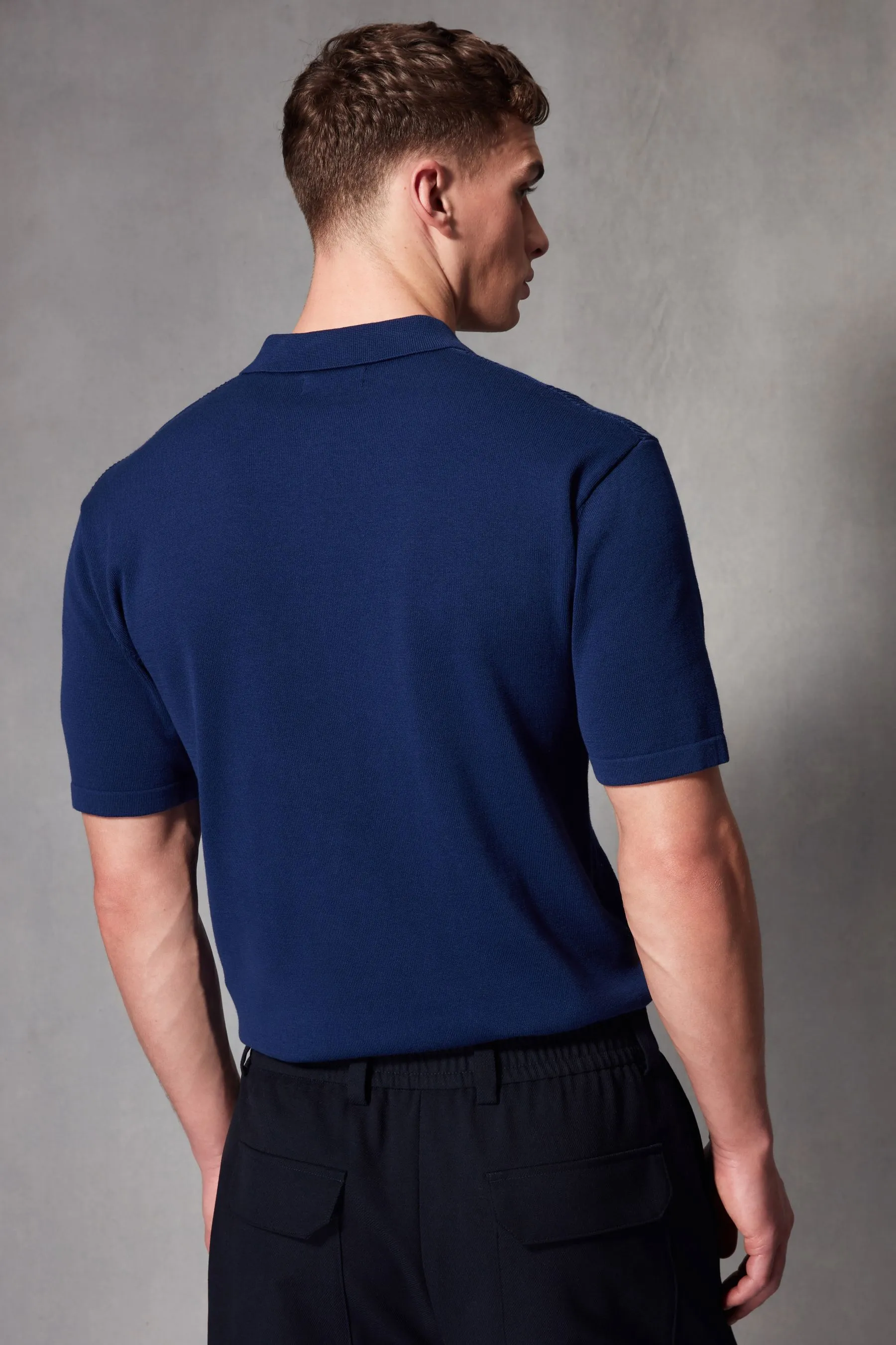 Regular - Fit 100% Cotton Knitted Textured Stripe Polo Shirt    