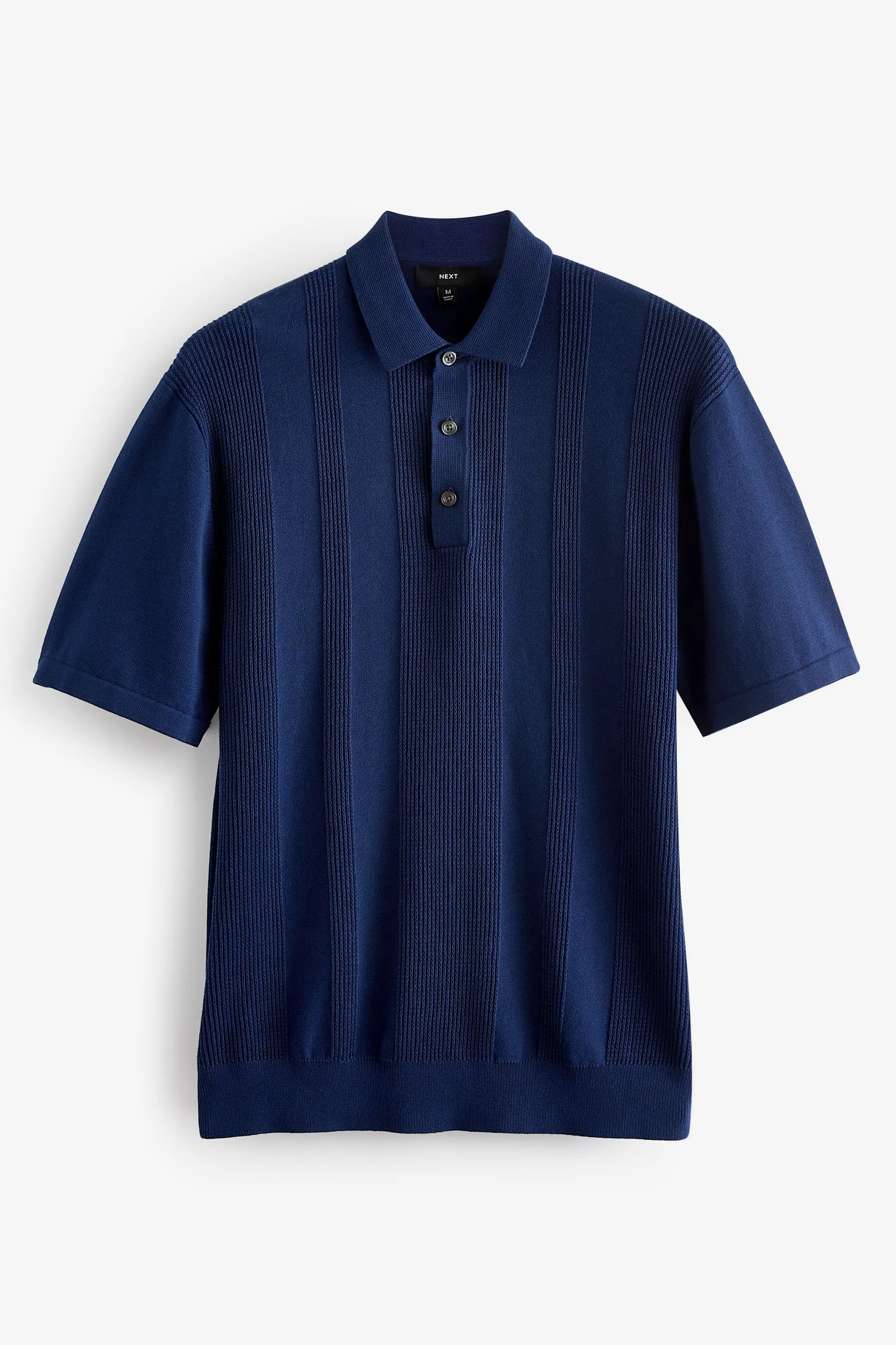 Regular - Fit 100% Cotton Knitted Textured Stripe Polo Shirt    