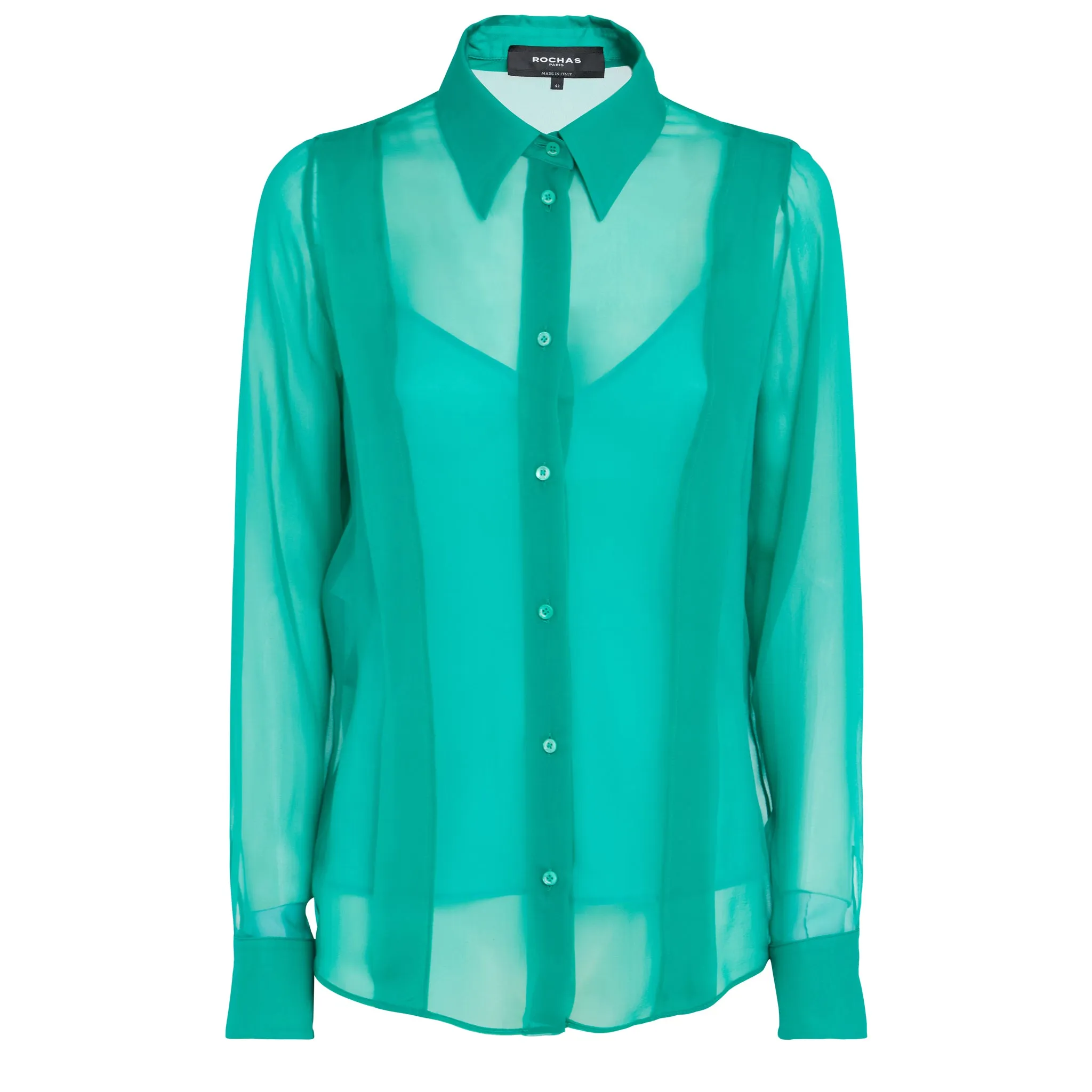 ROCHAS  Camicia in seta verde
