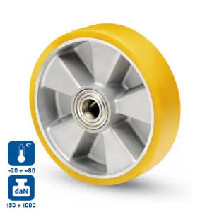 RUOTA POLIURETANO AVOLAN NUCLEO ALLUMINIO 18A D.125X30 FORO15 MOZZO30