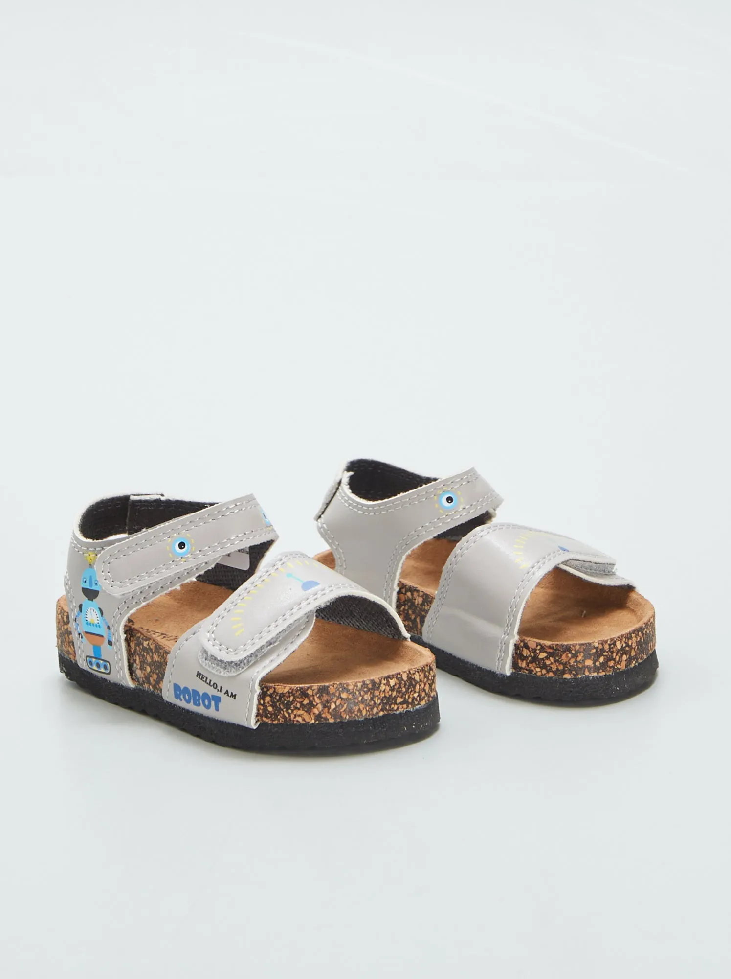 Sandali con cinturini stampati - GRIGIO
