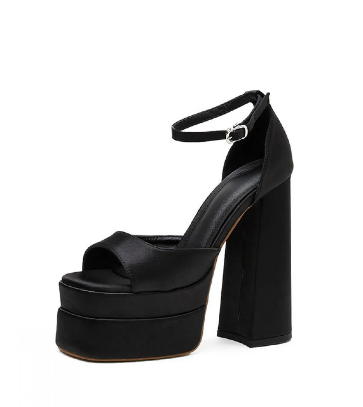 Sandali da donna di marca stile Ins Sandali con plateau in raso di moda Tacchi alti spessi Sandali gladiatore Estate Festa femmi