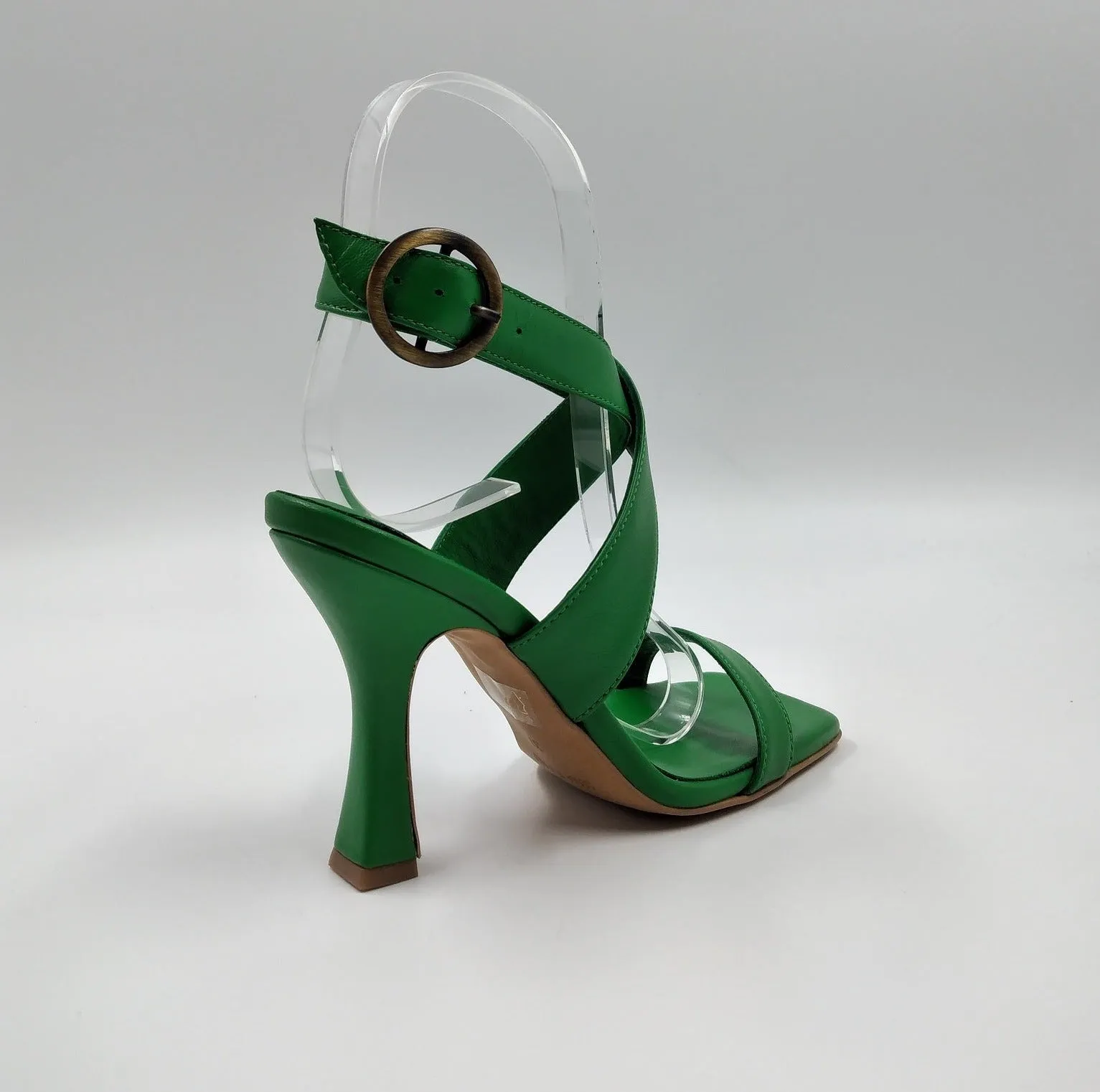 SANDALI FASCE PELLE INCROCIATE VERDE