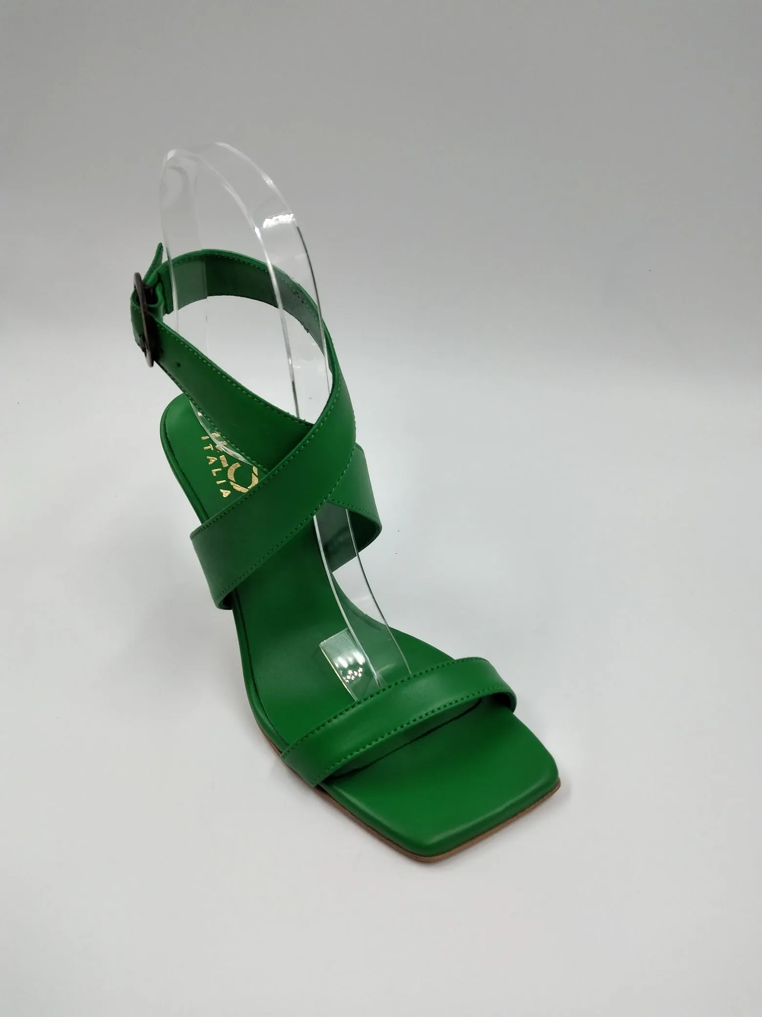 SANDALI FASCE PELLE INCROCIATE VERDE