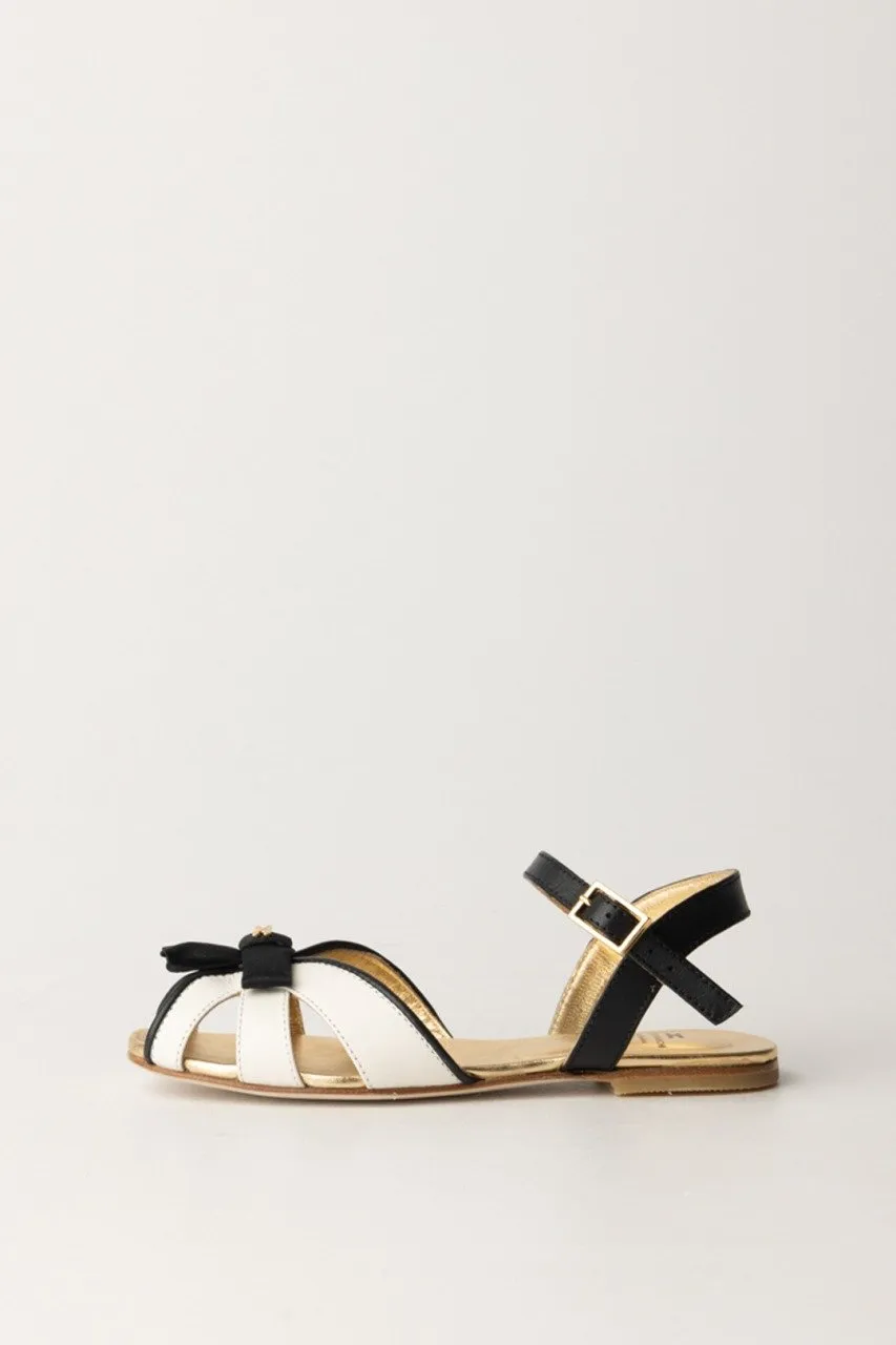 Sandali Flat con fiocchetto BUTTER/BLACK