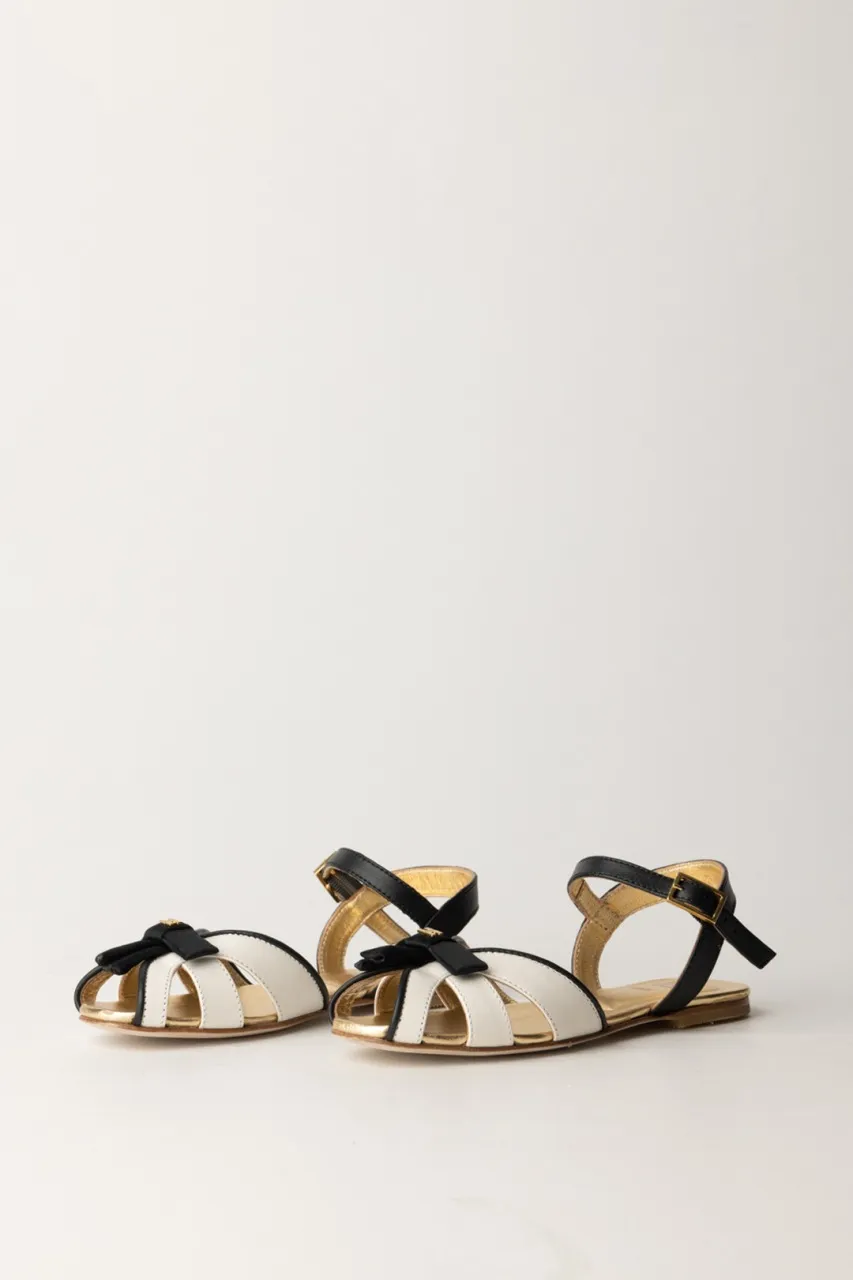 Sandali Flat con fiocchetto BUTTER/BLACK