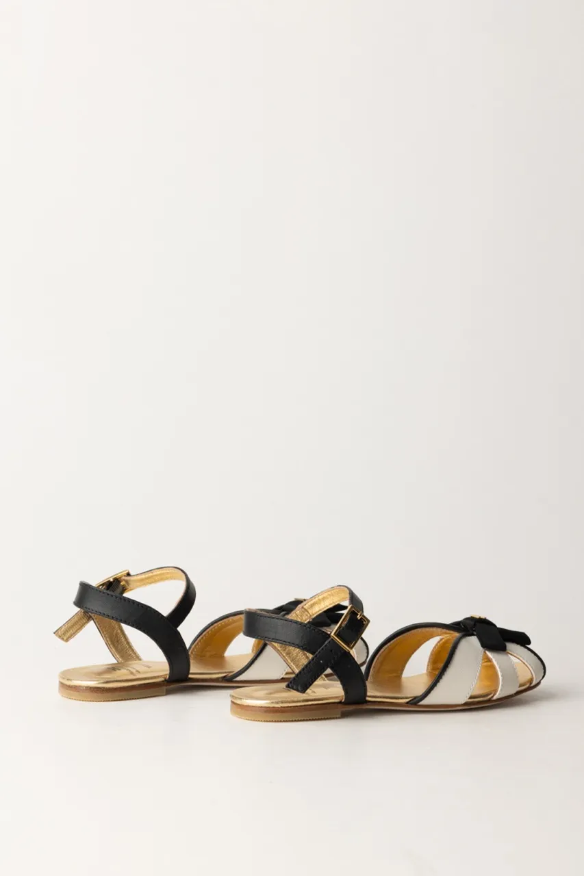 Sandali Flat con fiocchetto BUTTER/BLACK