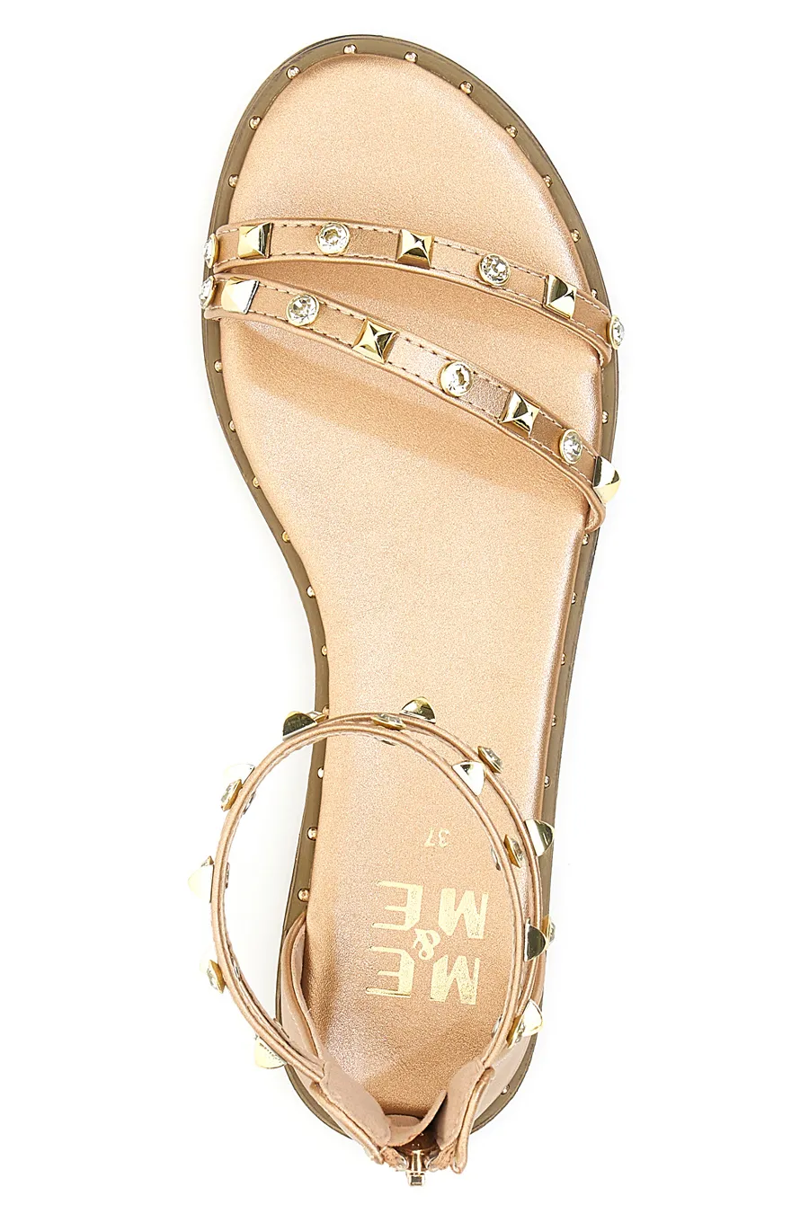 Sandali Flat Oro Rosa Con Borchie Me & Me 2535