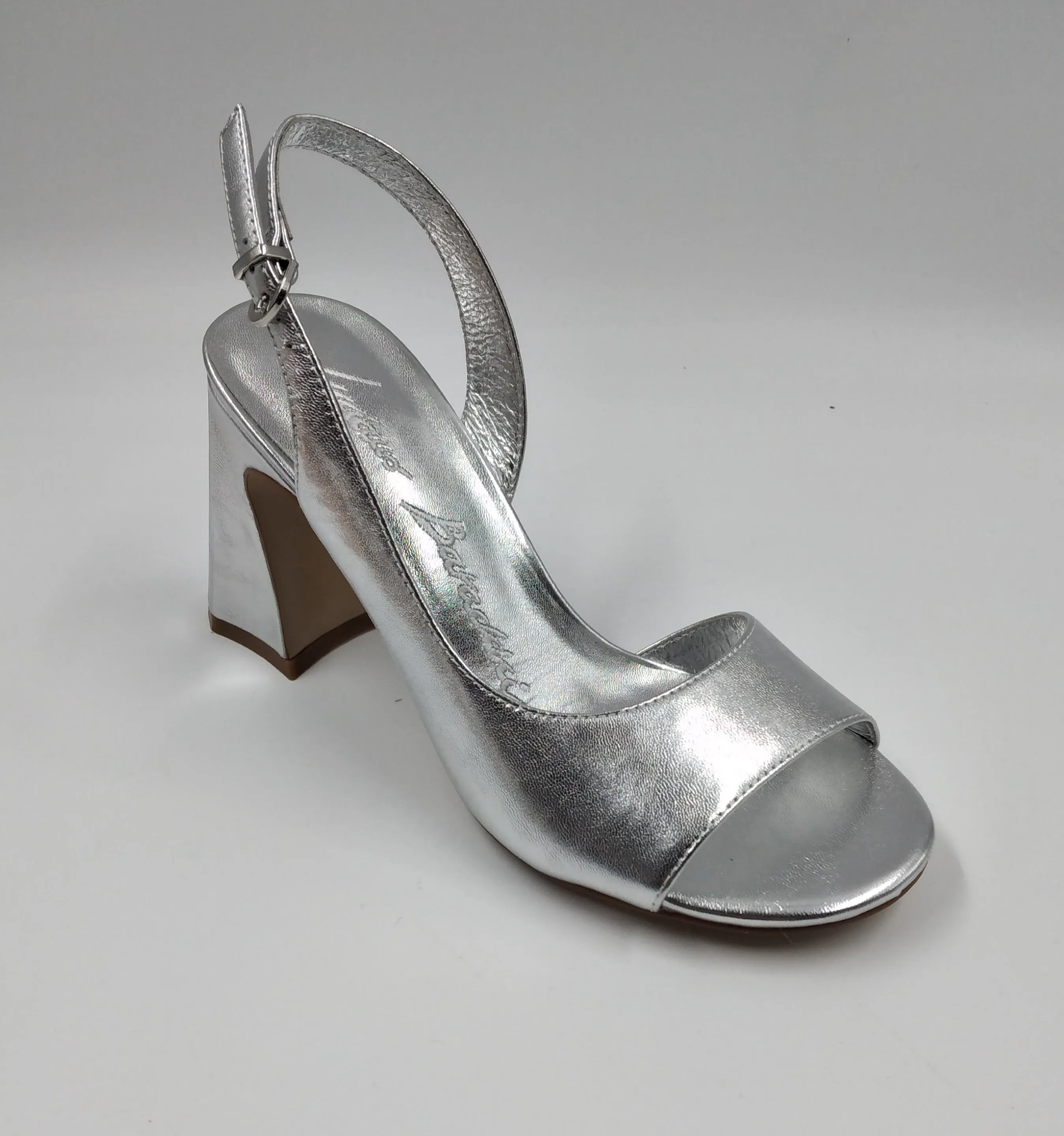 SANDALI PELLE LAMINATO ARGENTO