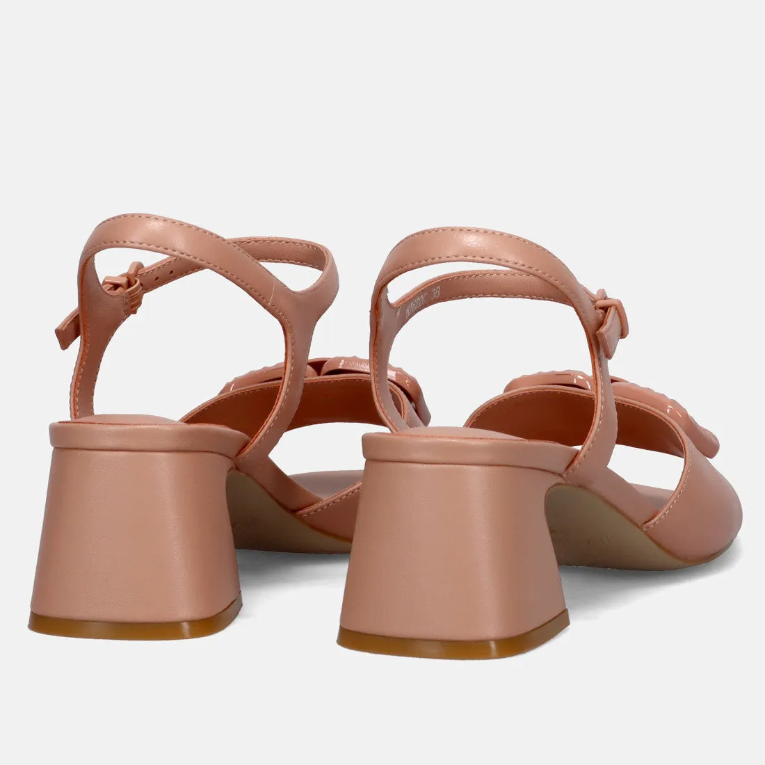 SANDALI PELLE NUDE CON FIBBIA