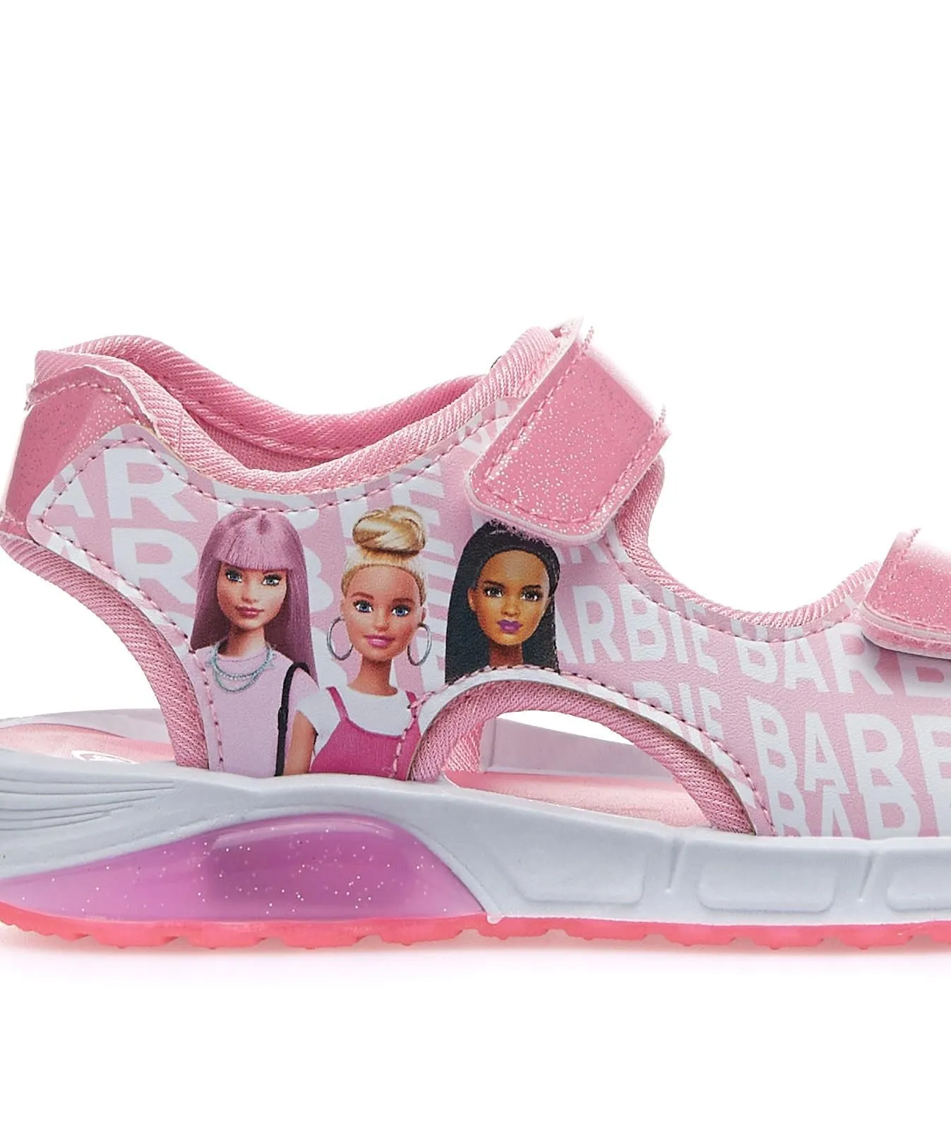 Sandali rosa da bambina con strappi e luci