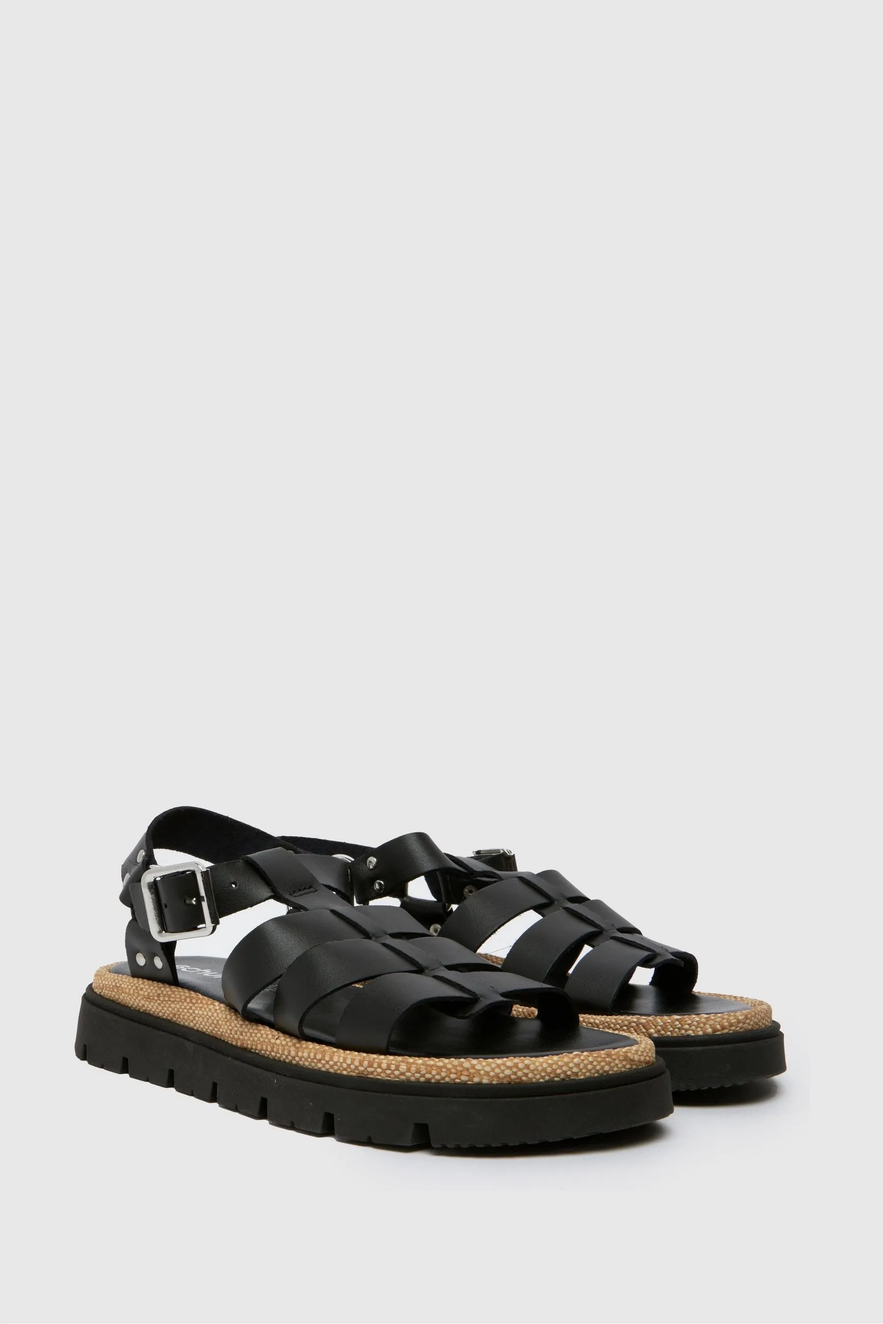 Schuh - Texas - Nero stile gladiatore in pelle - Sandali