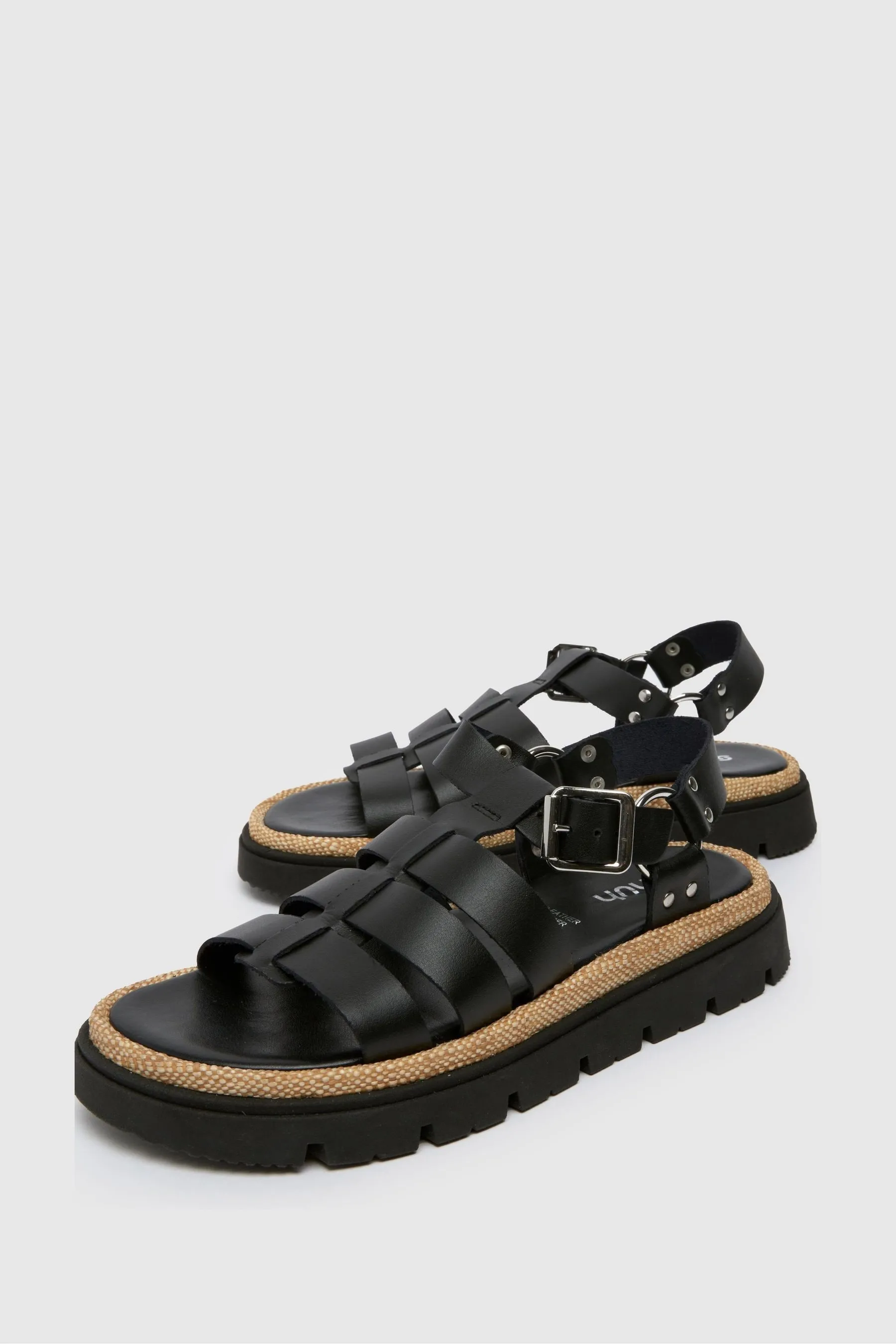 Schuh - Texas - Nero stile gladiatore in pelle - Sandali