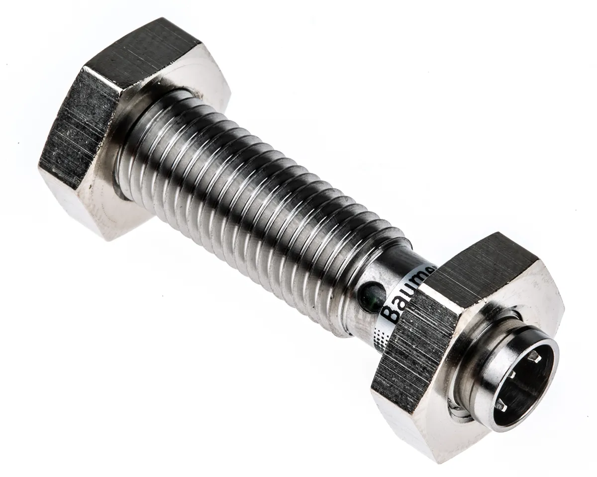 Sensore di prossimità Cilindro filettato Baumer, M8, rilevamento 2 mm, 10 → 30 V c.c.