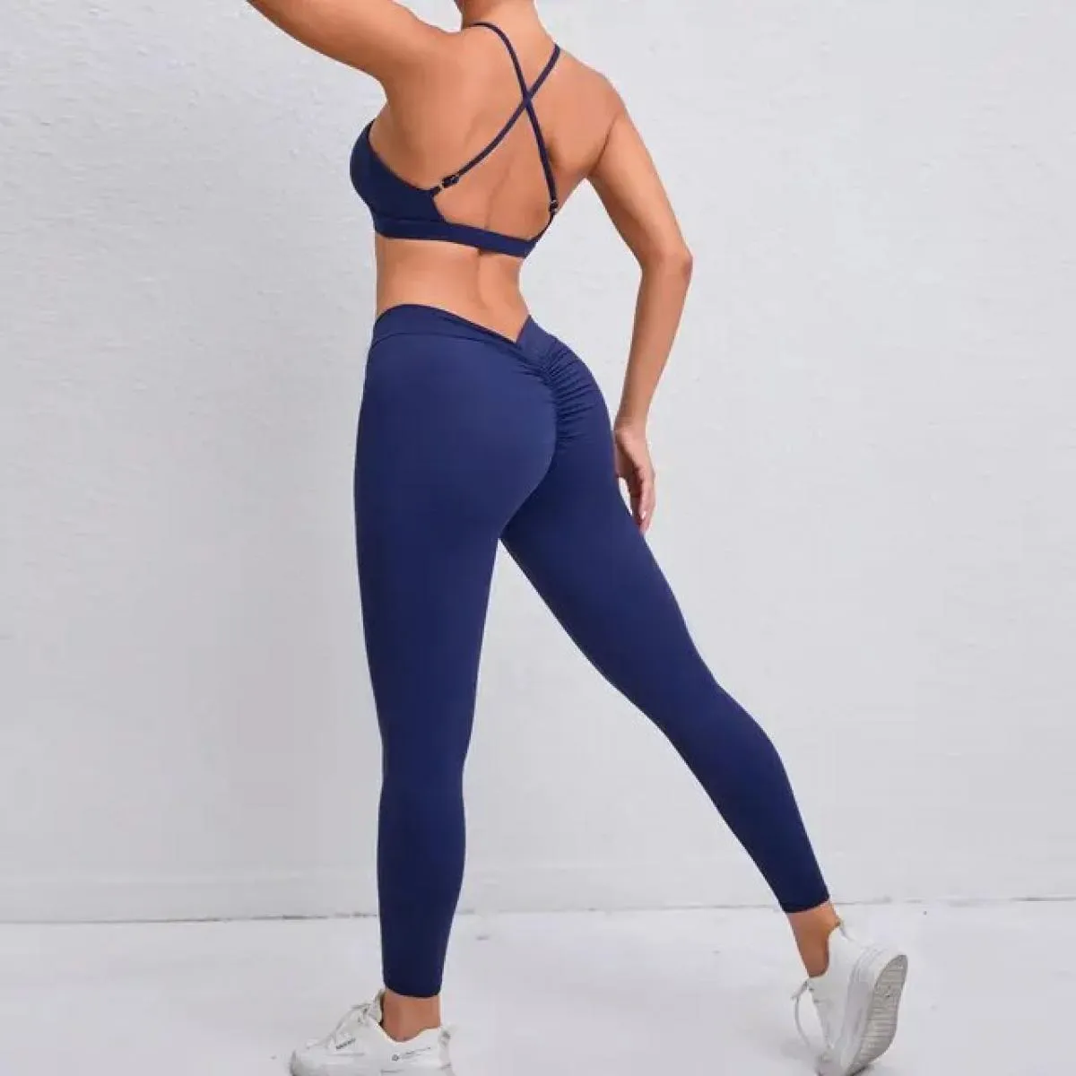Set da yoga senza cuciture Sport Fitness Sollevamento dell'anca Pantaloni con sensazione di nudo Croce Bellezza Reggiseno poster