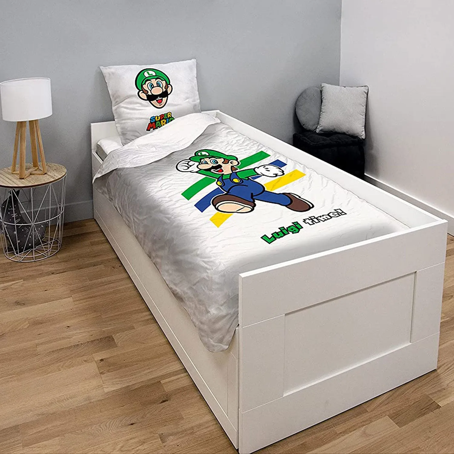 Set letto singolo copripiumino + federa ufficiale Super Mario 100% Cotone 4814