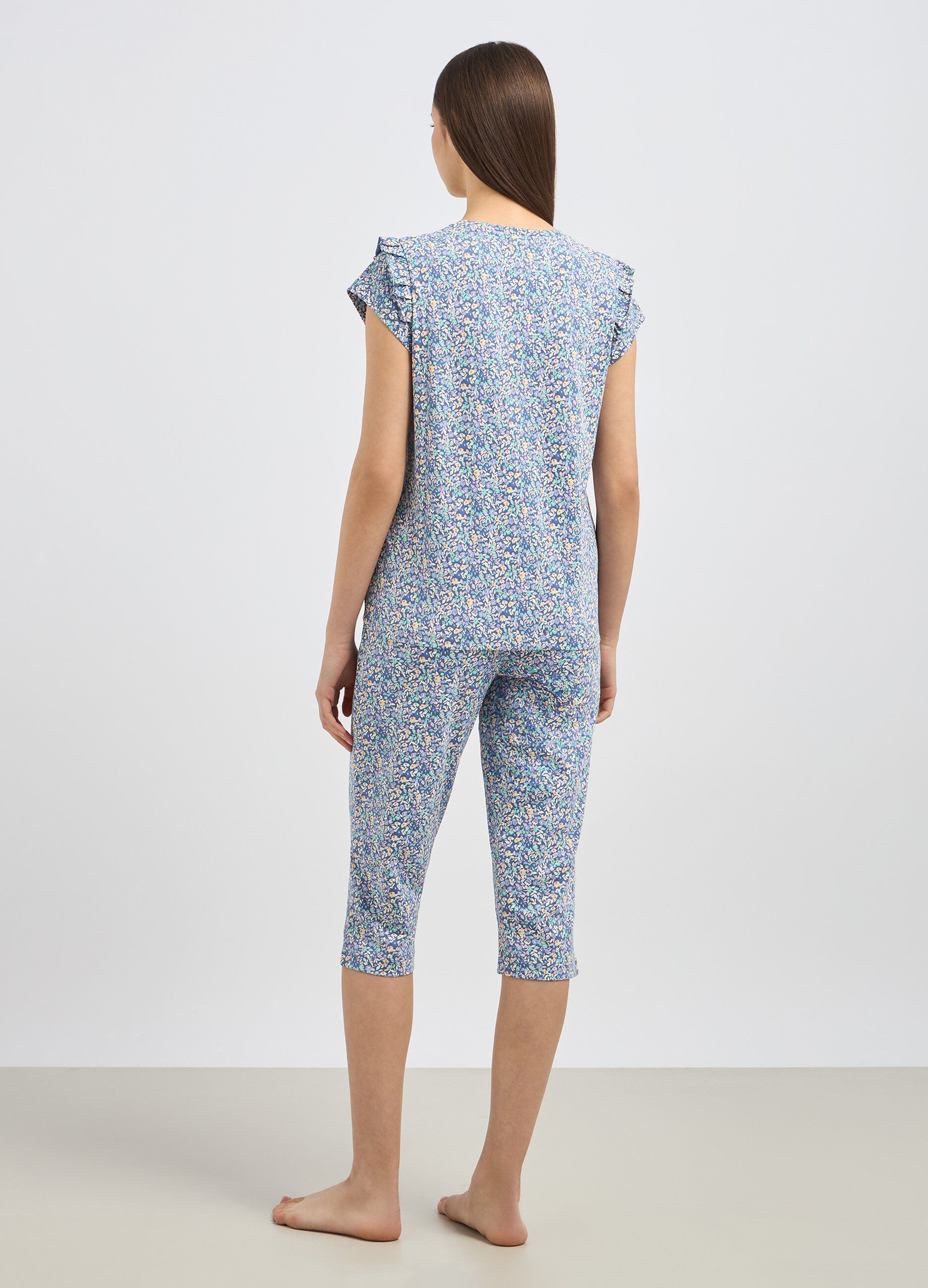 Set pigiama in puro cotone con rouches donna